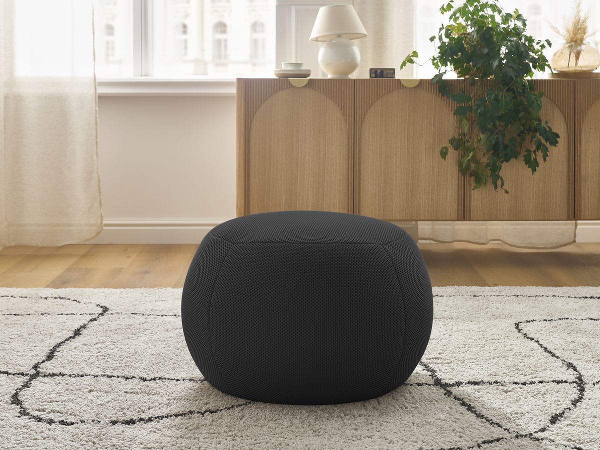 Bobochic Hayden Pouf, rund Mesh-Stoff Schwarz, 60 cm