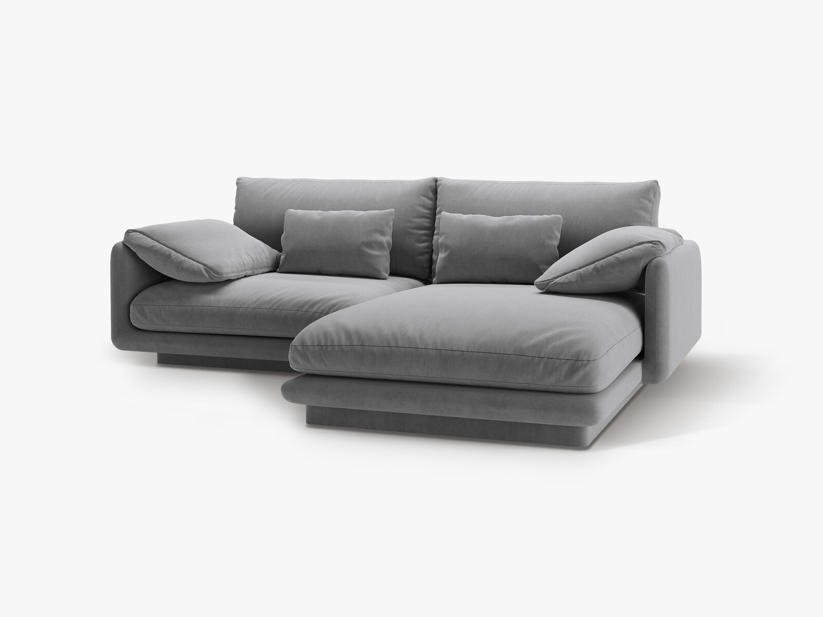 Micadoni Ecksofa Torino 3-Sitzer Rechts Samt Hellgrau