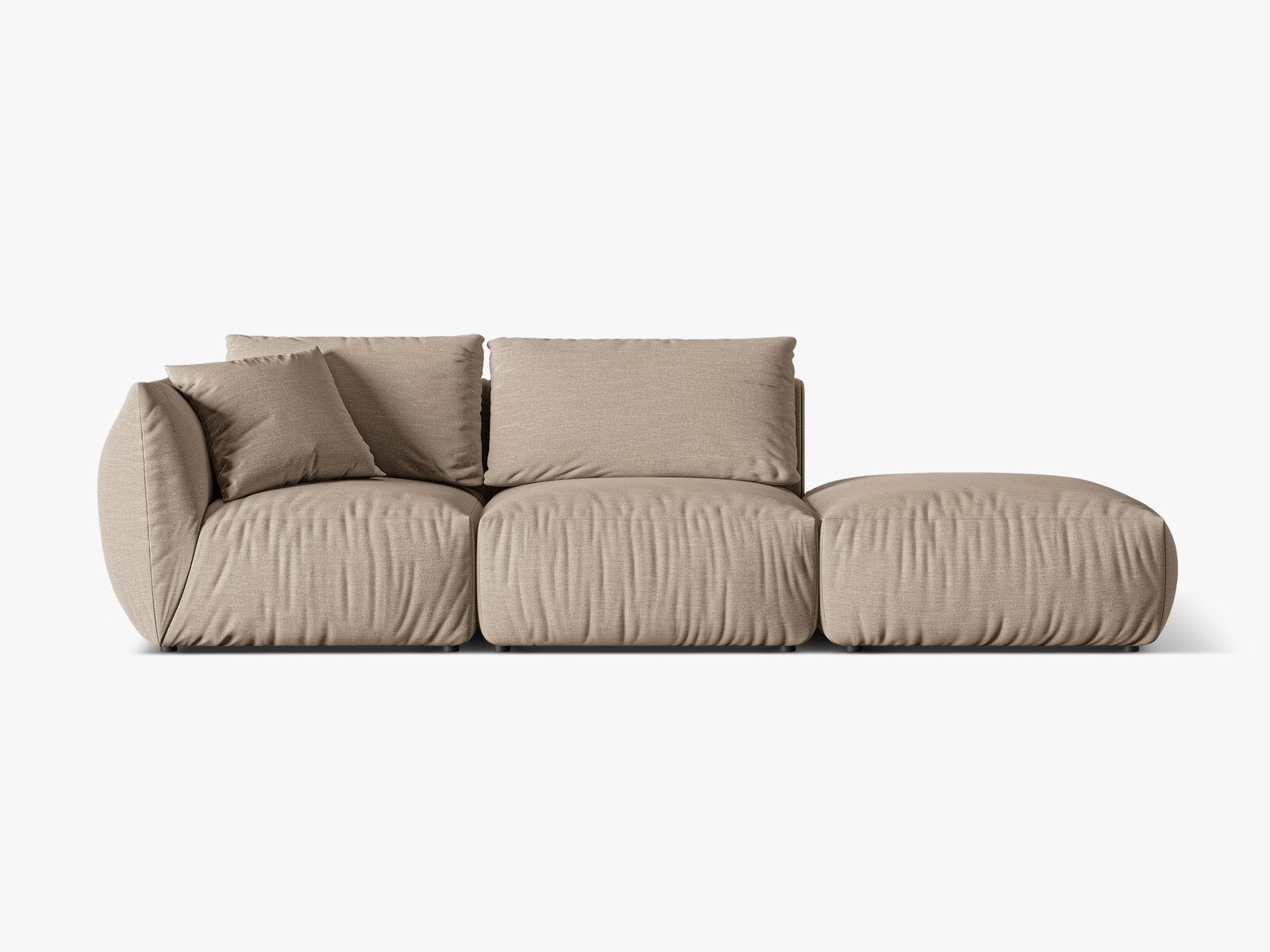 Micadoni Modulares Sofa Chris 3-Sitzer Rechts Strukturierter Stoff Sand