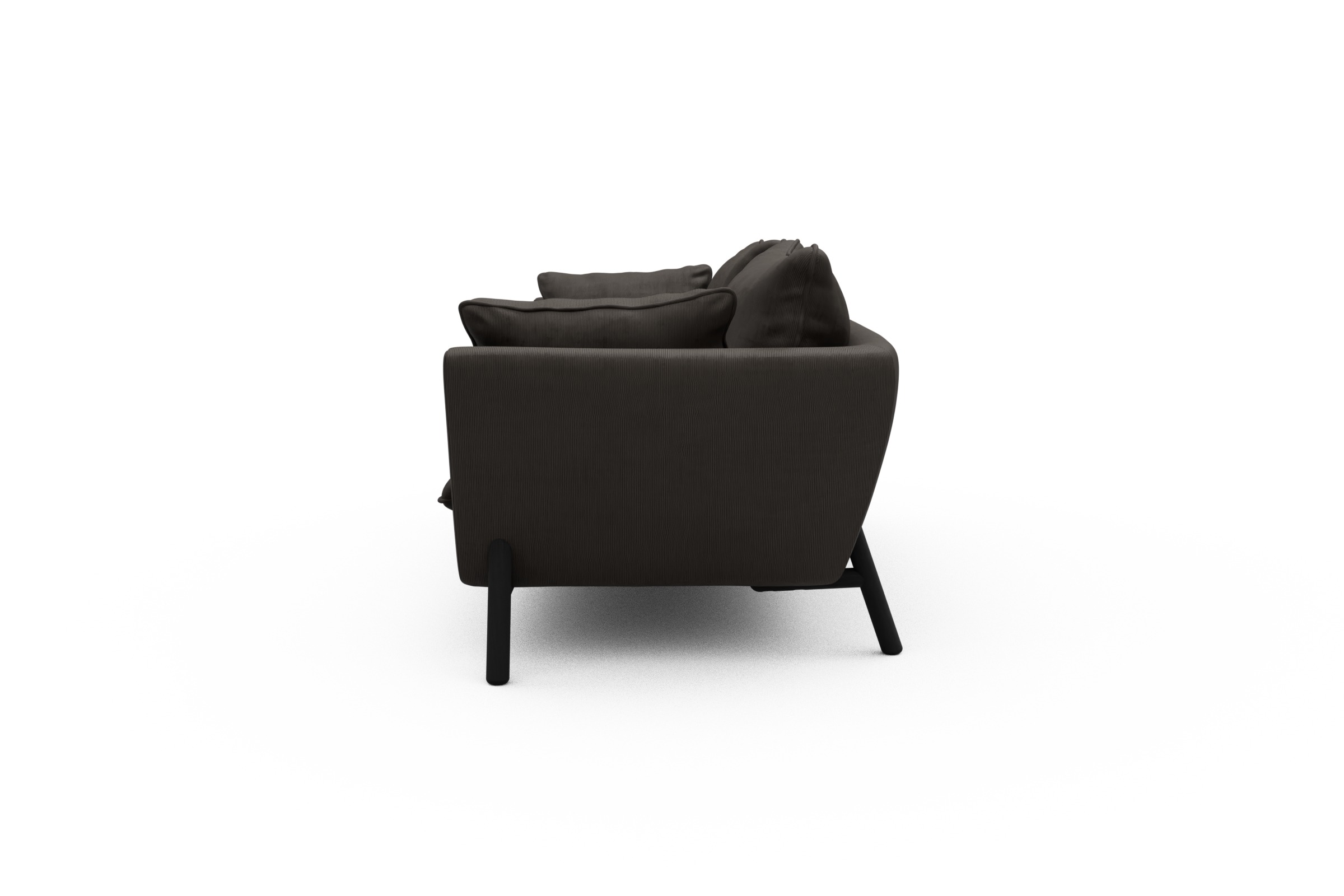 Sofa Emil PREMIUM 3-Sitzer Beinfarbe Eiche Schwarz Cordufine-Taupe