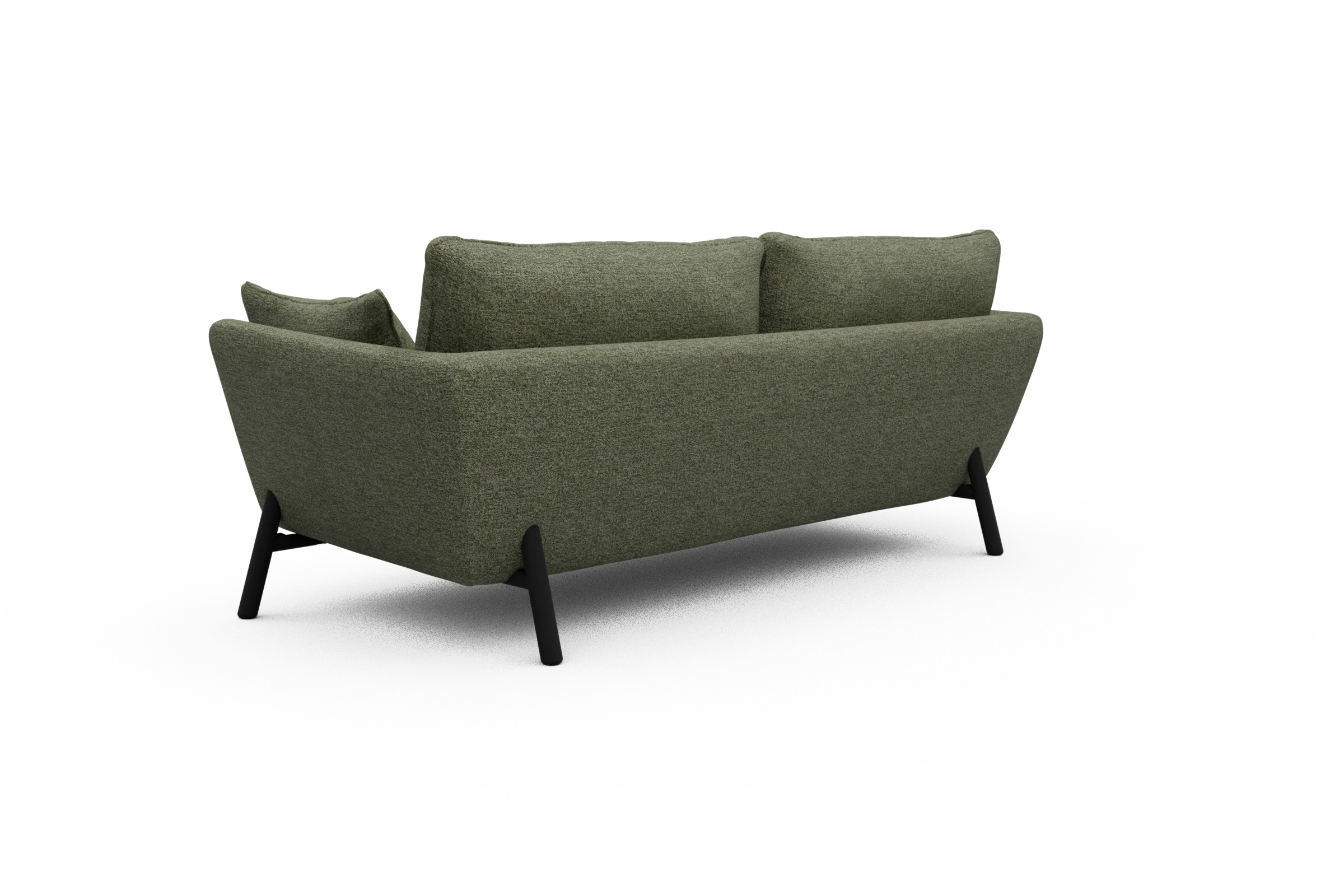 Sofa Emil 3-Sitzer Beinfarbe Eiche Schwarz Carreno-Vivid-Green