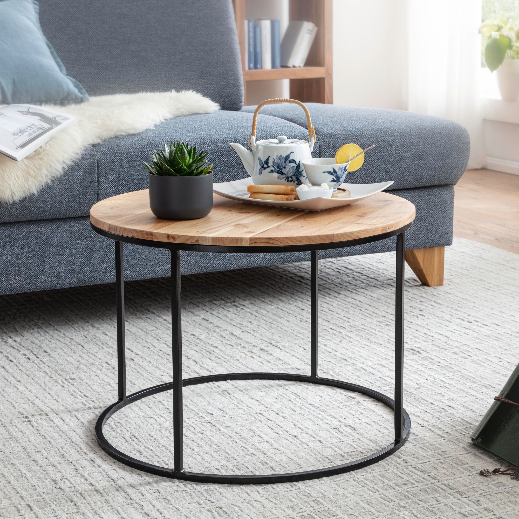 Couchtisch Mollerup Akazie Massivholz Ø 60 cm