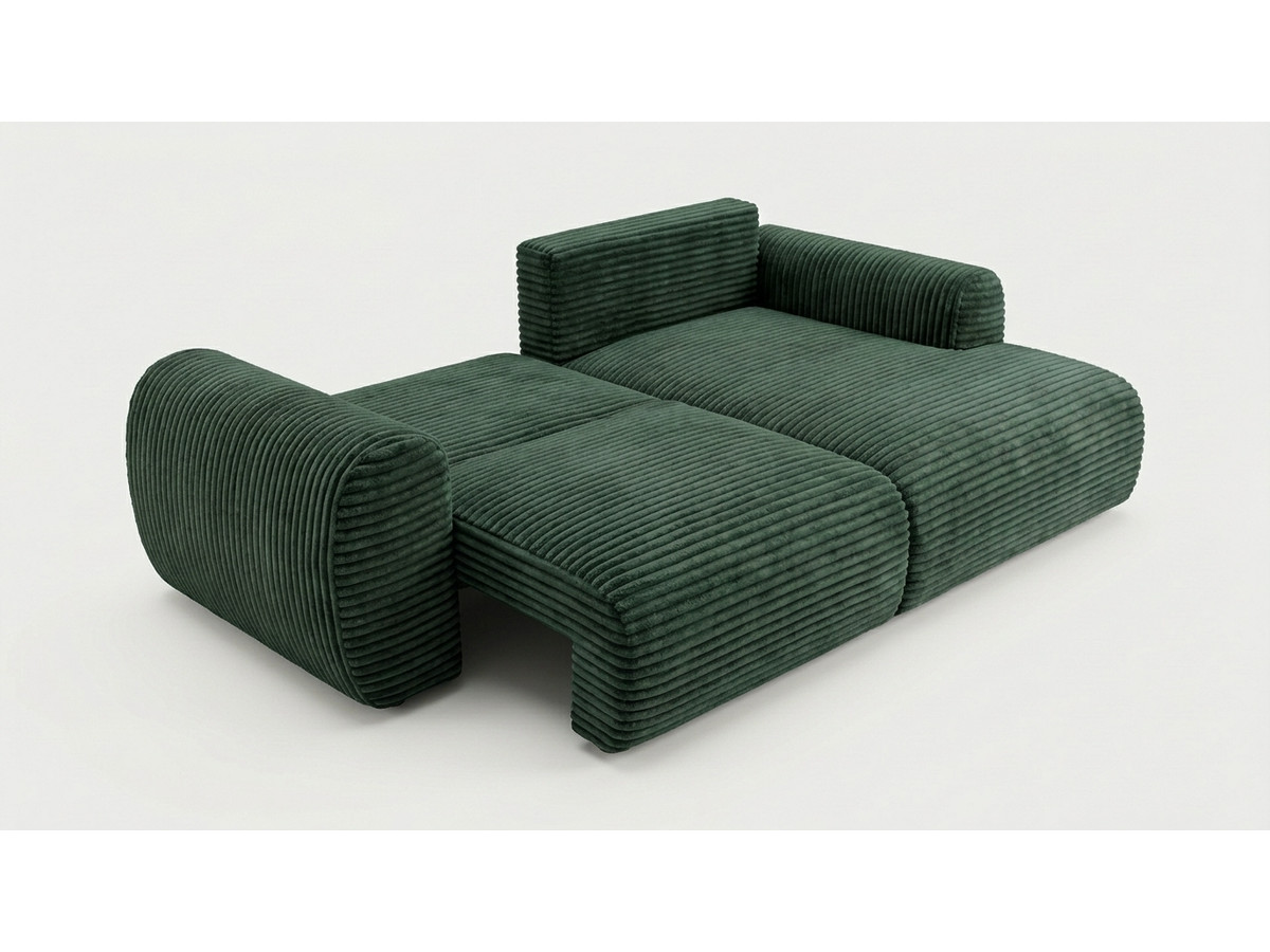 Bobochic Lucien Ecksofa mit Schlaffunktion und Bettkasten Breitcord weich Grün Ecke rechts