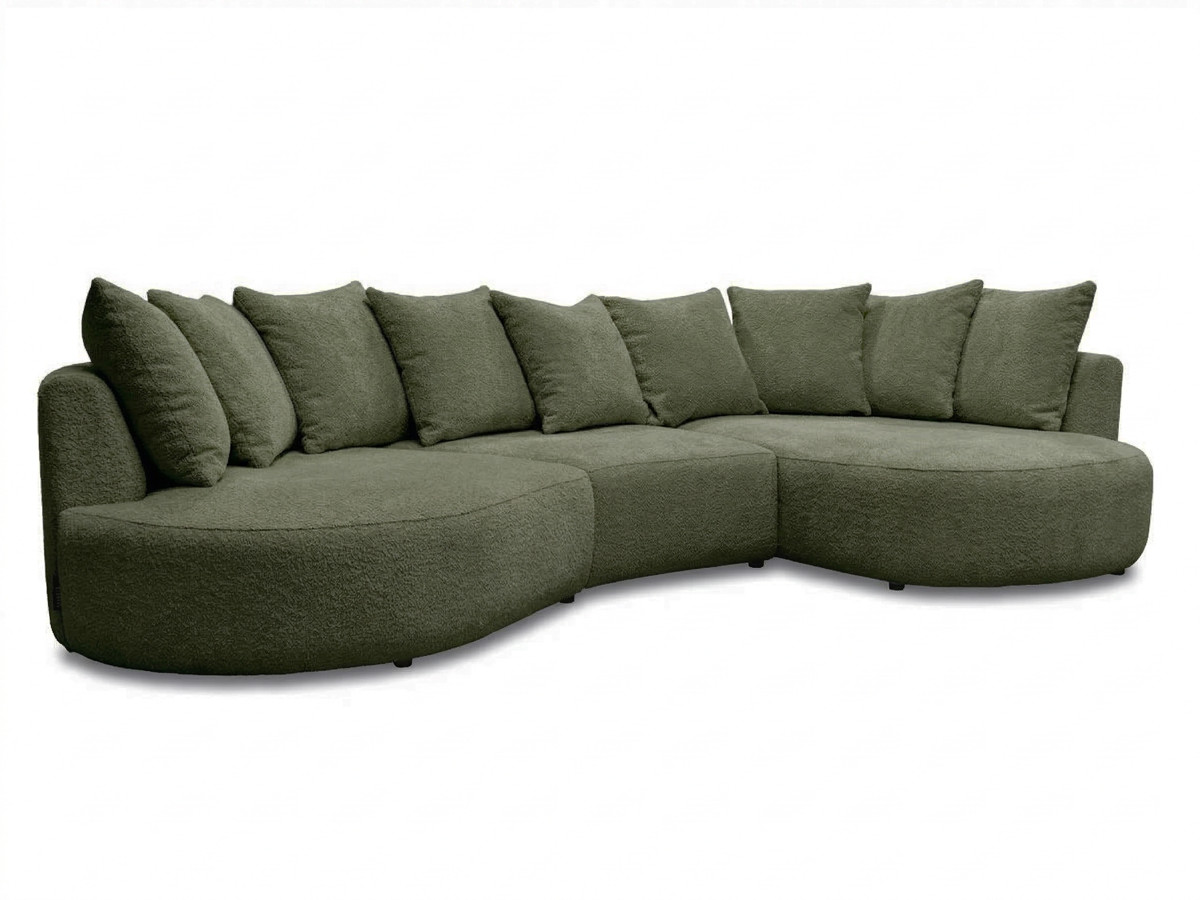 Bobochic Calypso Ecksofa Bouclé-Stoff Grün Ecke rechts