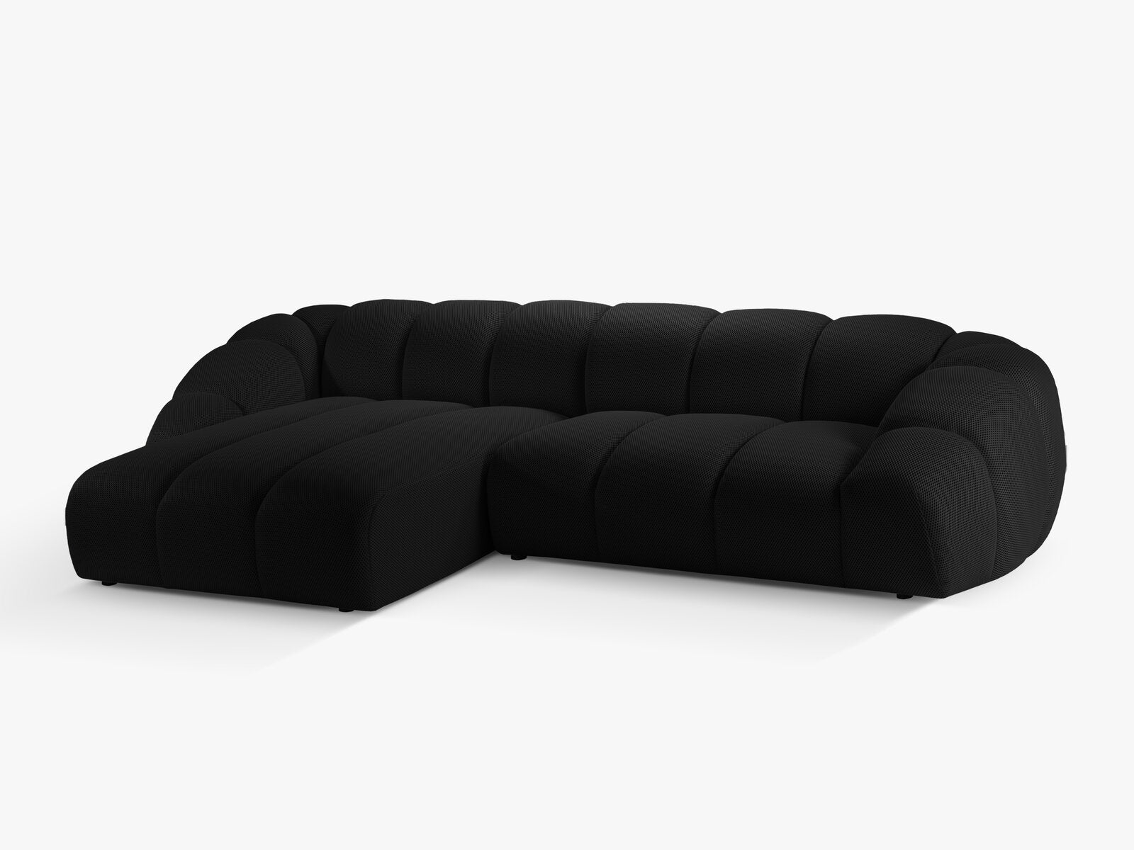 Micadoni Ecksofa Diana 4-Sitzer Links 3D-Stoff Schwarz