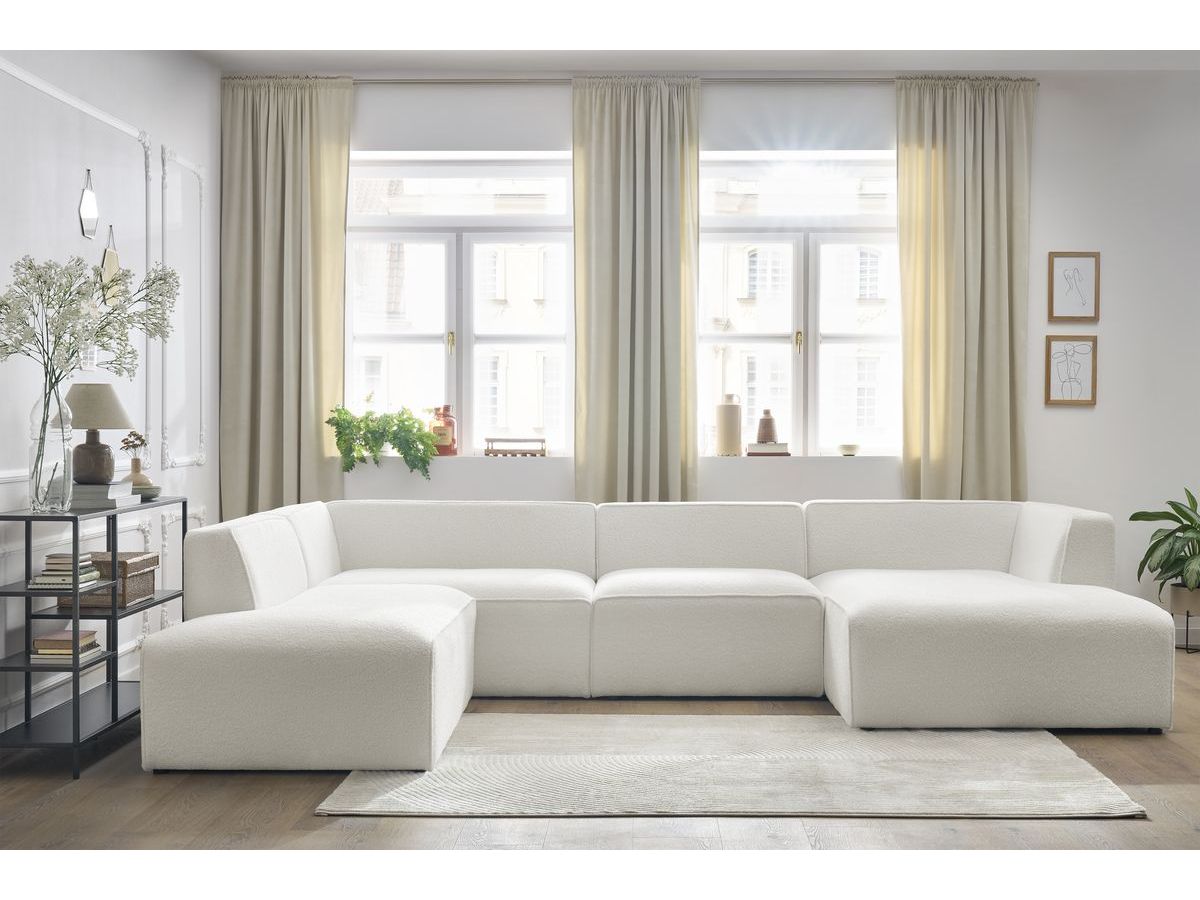 Bobochic Megeve Wohnlandschaft Bouclé-Stoff Weiß Ecke rechts