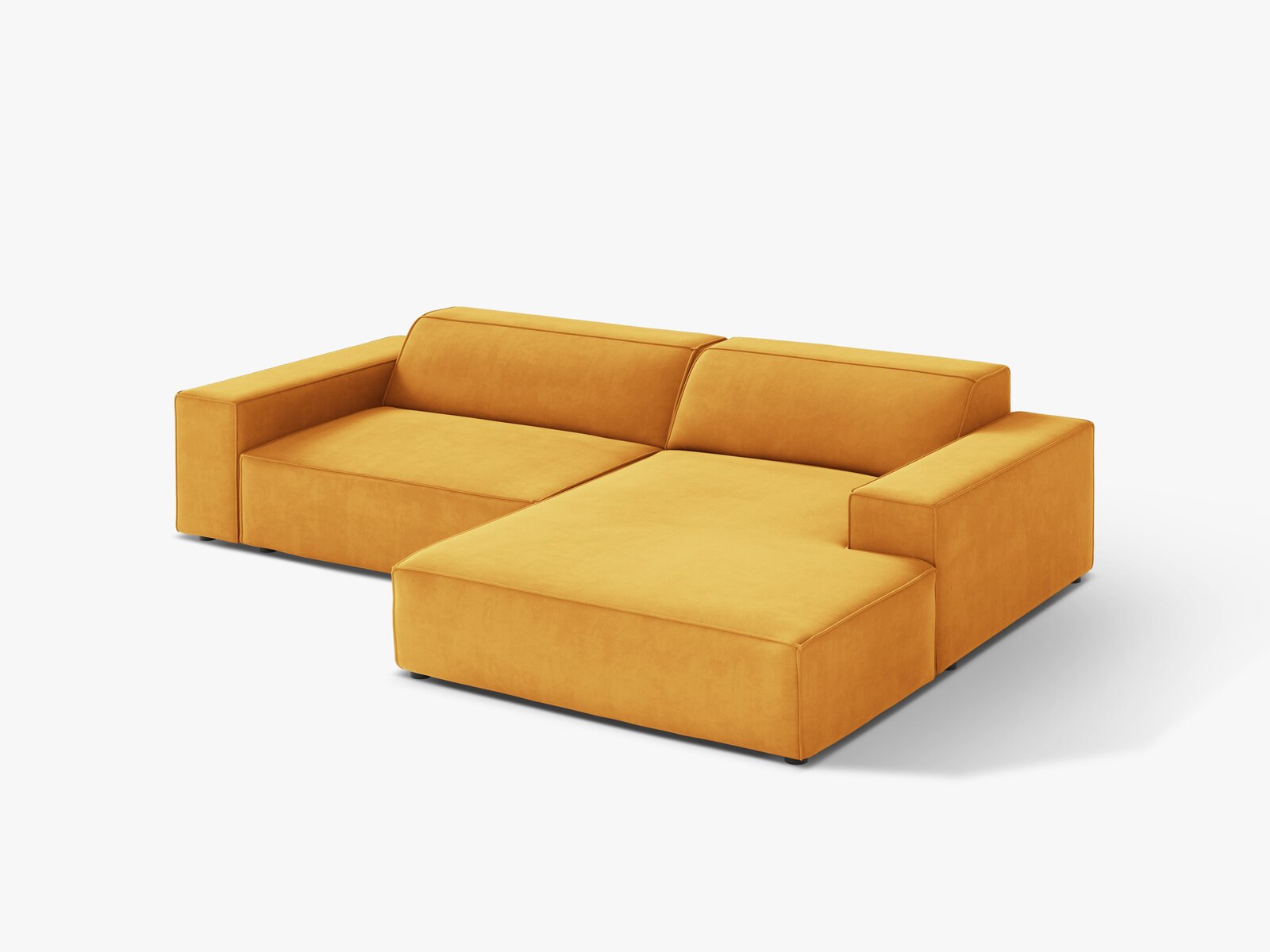 Micadoni Ecksofa Jodie 3-Sitzer Samt Venus Gelb Rechts