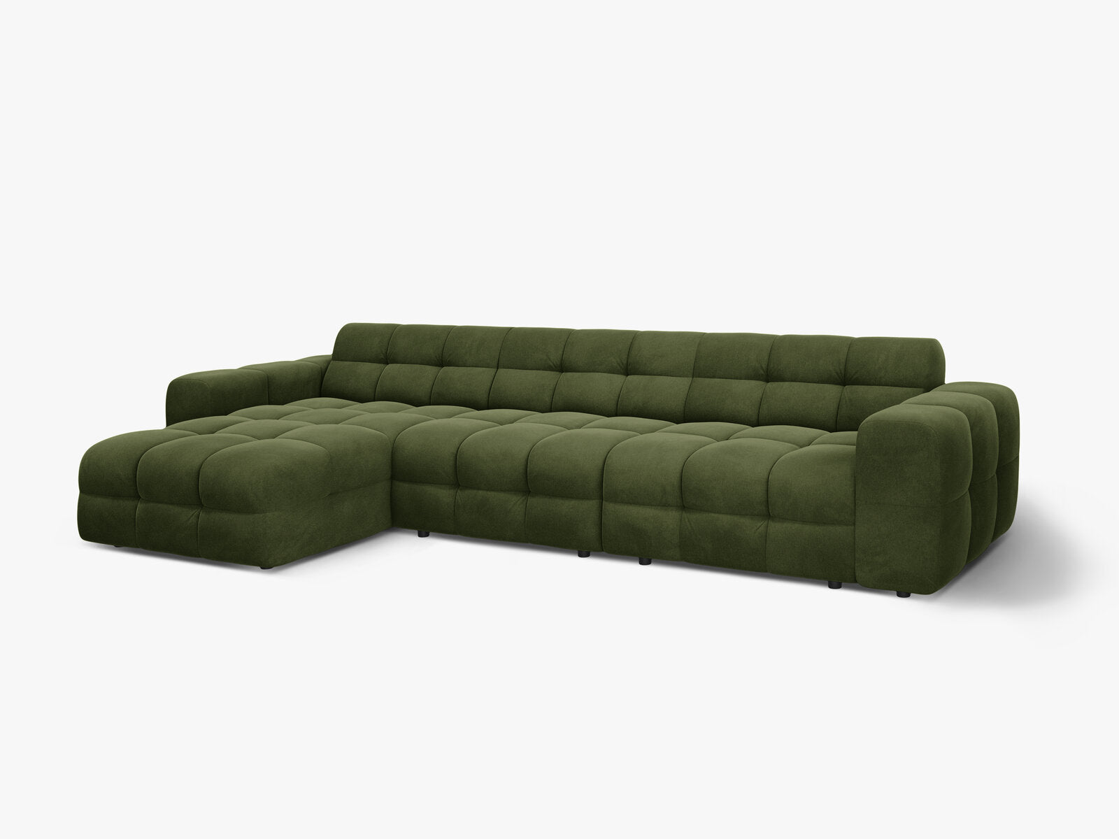 Micadoni Ecksofa Kendal 5-Sitzer Links Samt Armeegrün