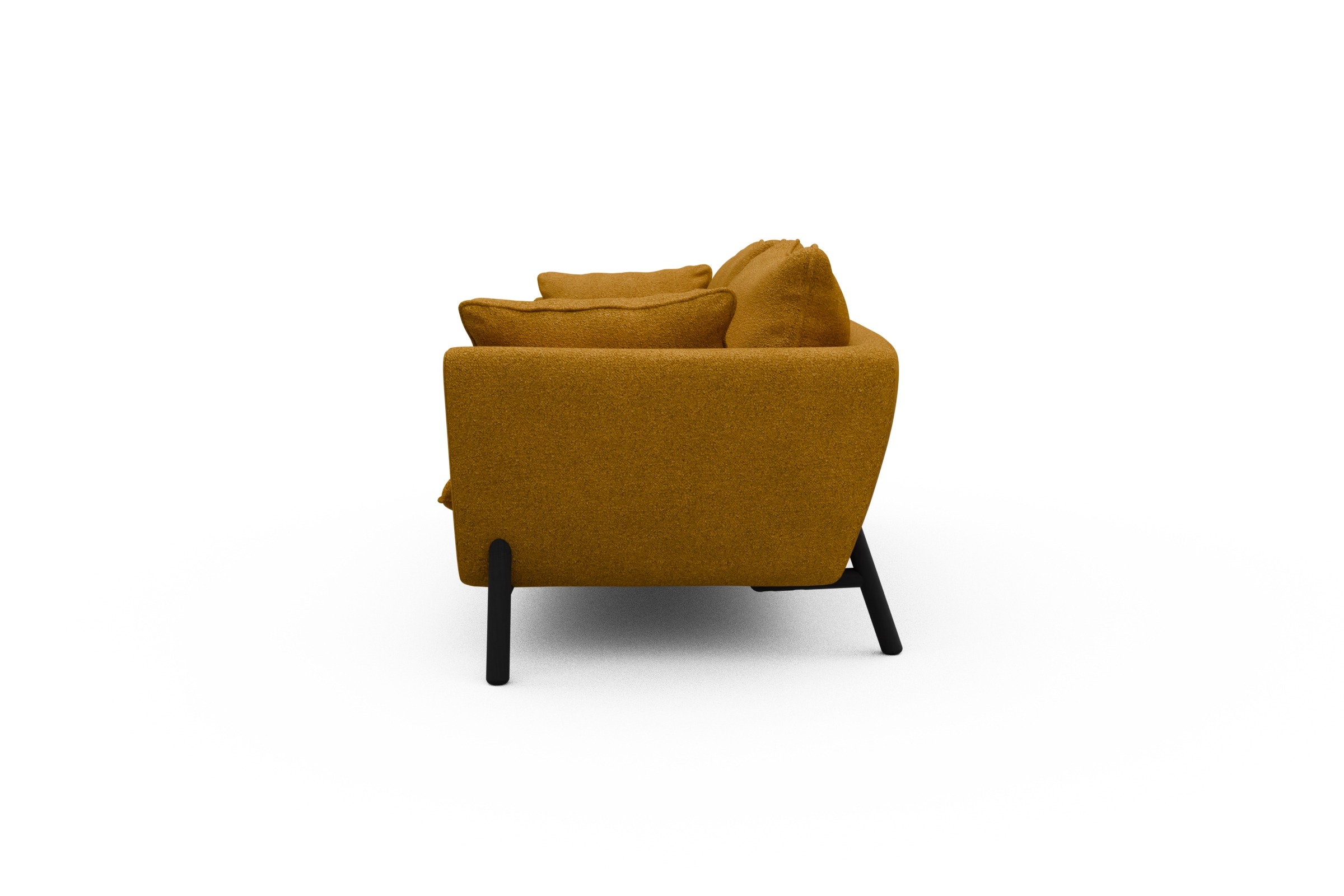 Sofa Emil PREMIUM 3-Sitzer Beinfarbe Eiche Schwarz Boucle-Ochre