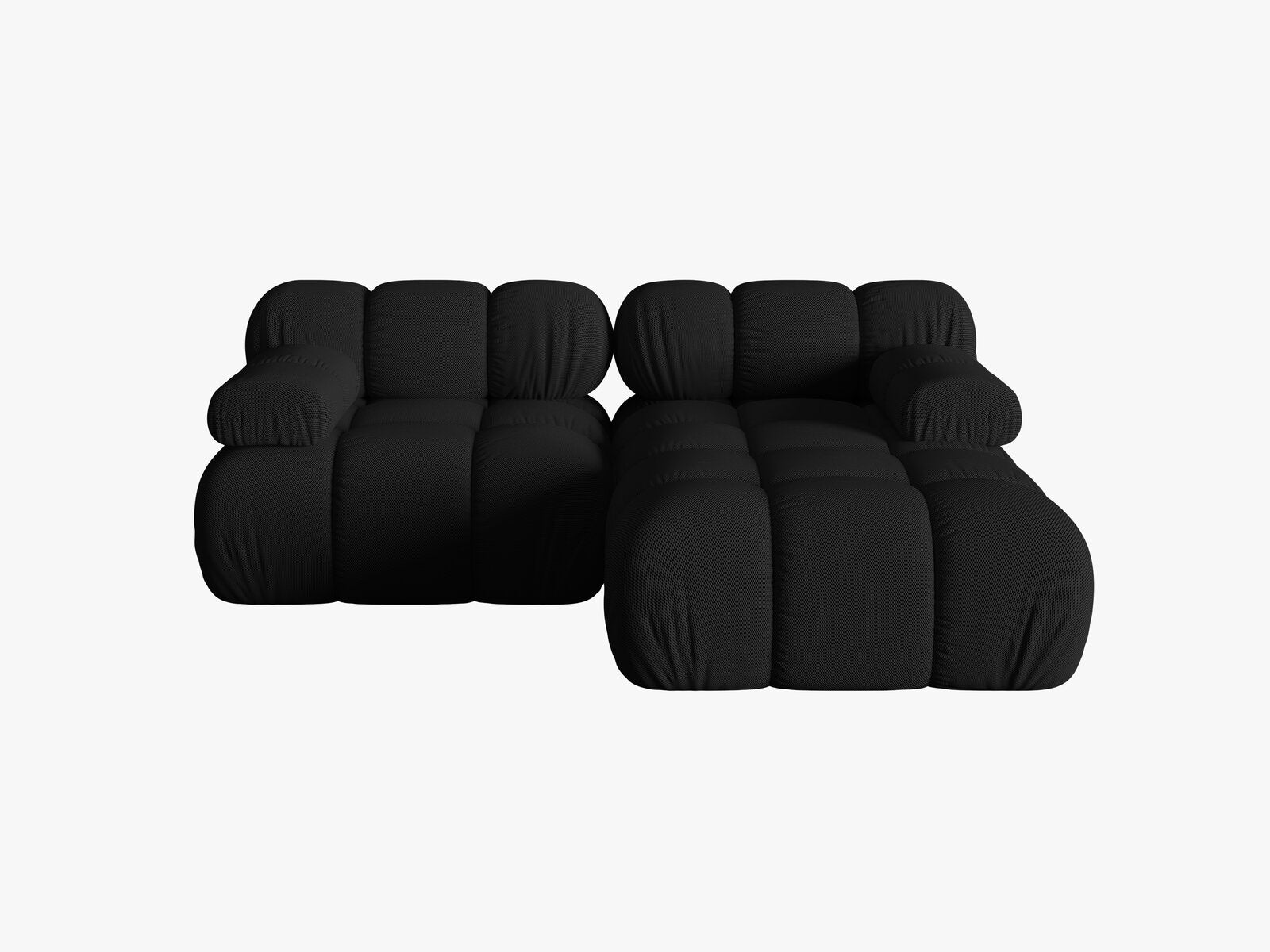 Micadoni Modulares Ecksofa Bellis 3-Sitzer Rechts 3D-Stoff Sonic Schwarz