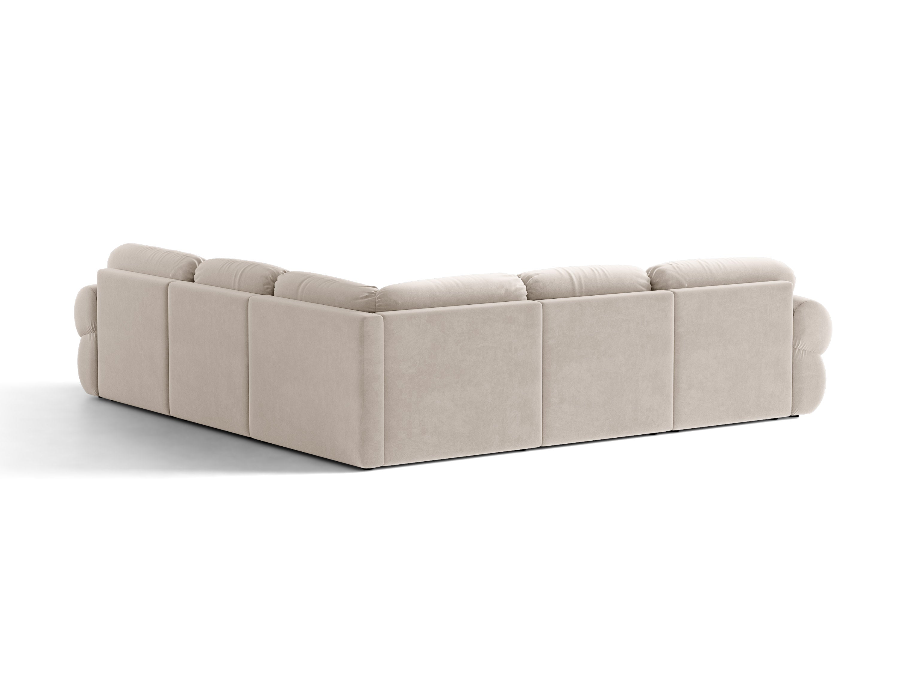 Micadoni Ophelia Symmetrisches Ecksofa aus Samt Samt Salvador Beige