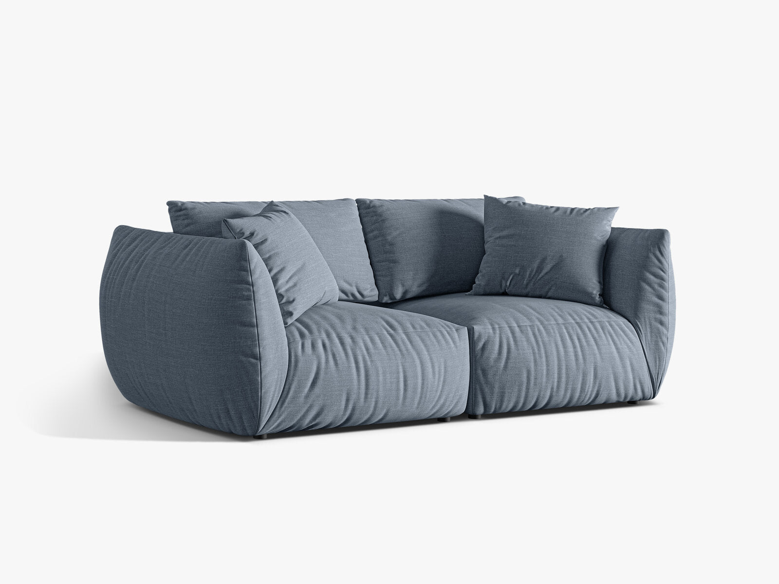 Micadoni Sofa Chris 3-Sitzer Strukturierter Stoff Gedämpftes Blau