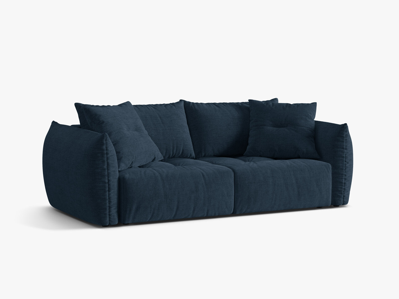 Micadoni Bloom Schlafsofa 3-Sitzer mit Bettkasten Strukturierter Stoff Wind Marineblau
