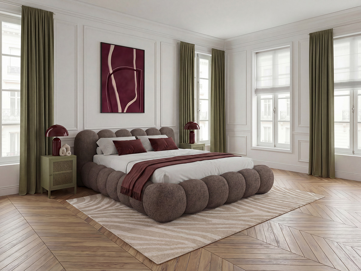 Bobochic Bobby Polsterbett Melange-Stoff Braun, Liegefläche 180 × 200 cm
