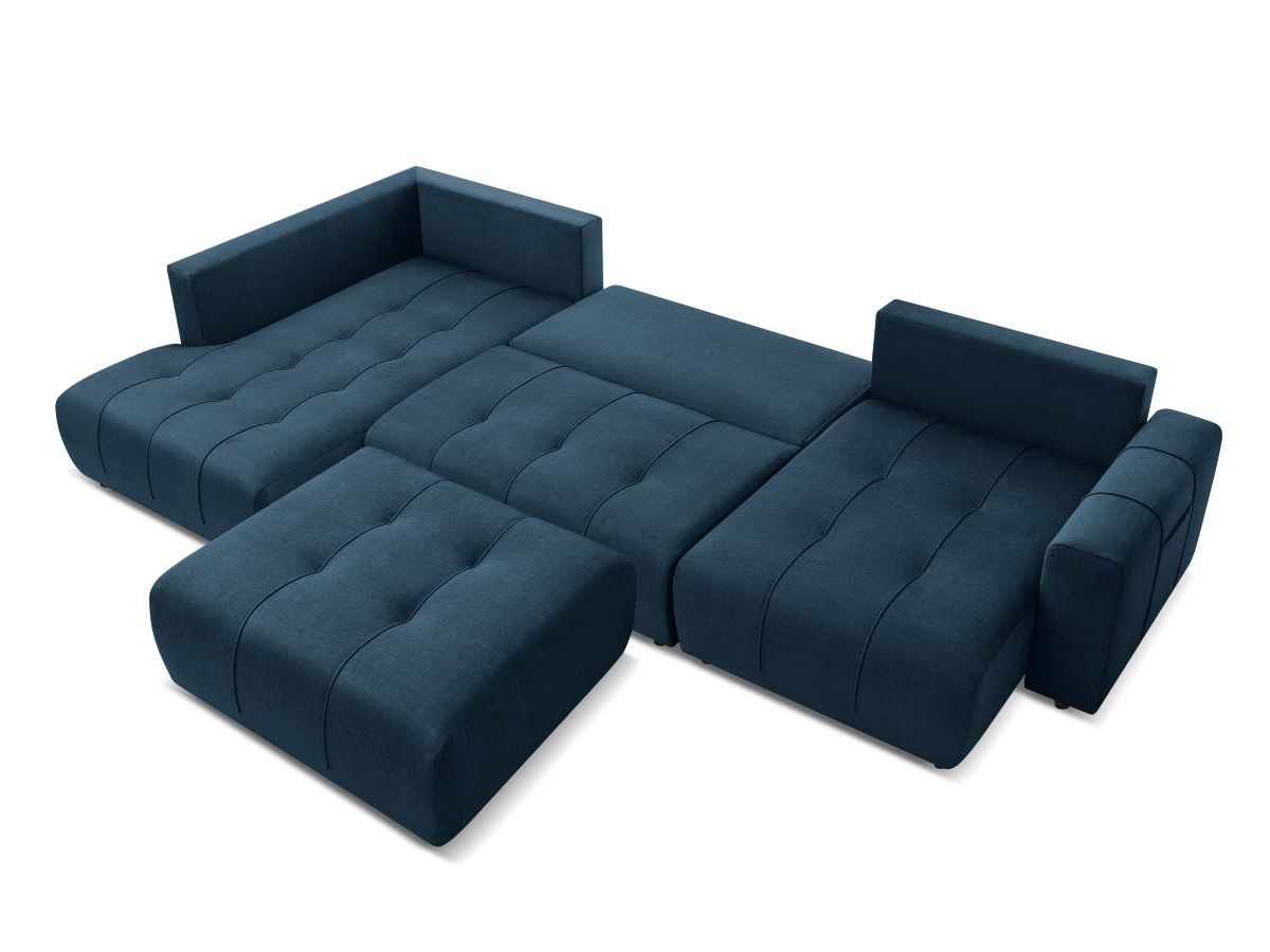 Bobochic Arsene Wohnlandschaft mit Pouf Samt Blau Ecke rechts