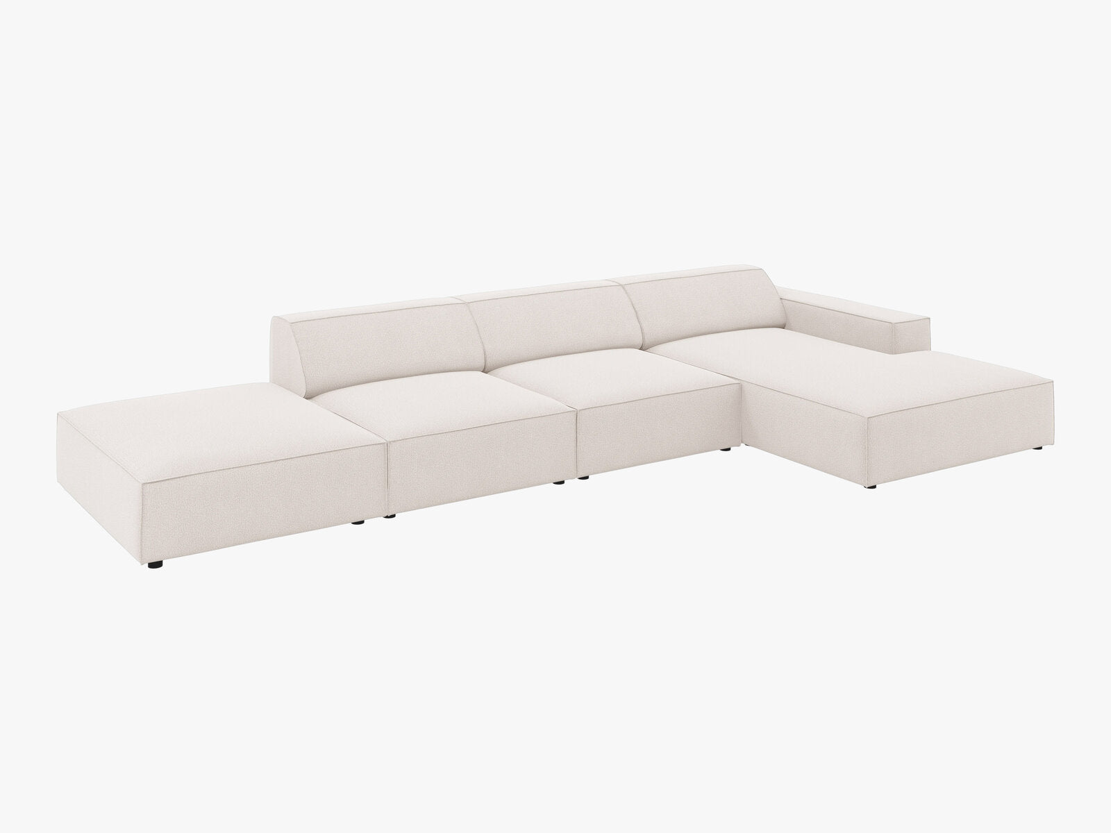 Micadoni Ecksofa Jodie 5-Sitzer Rechts Strukturierter Stoff Megan Helles Beige