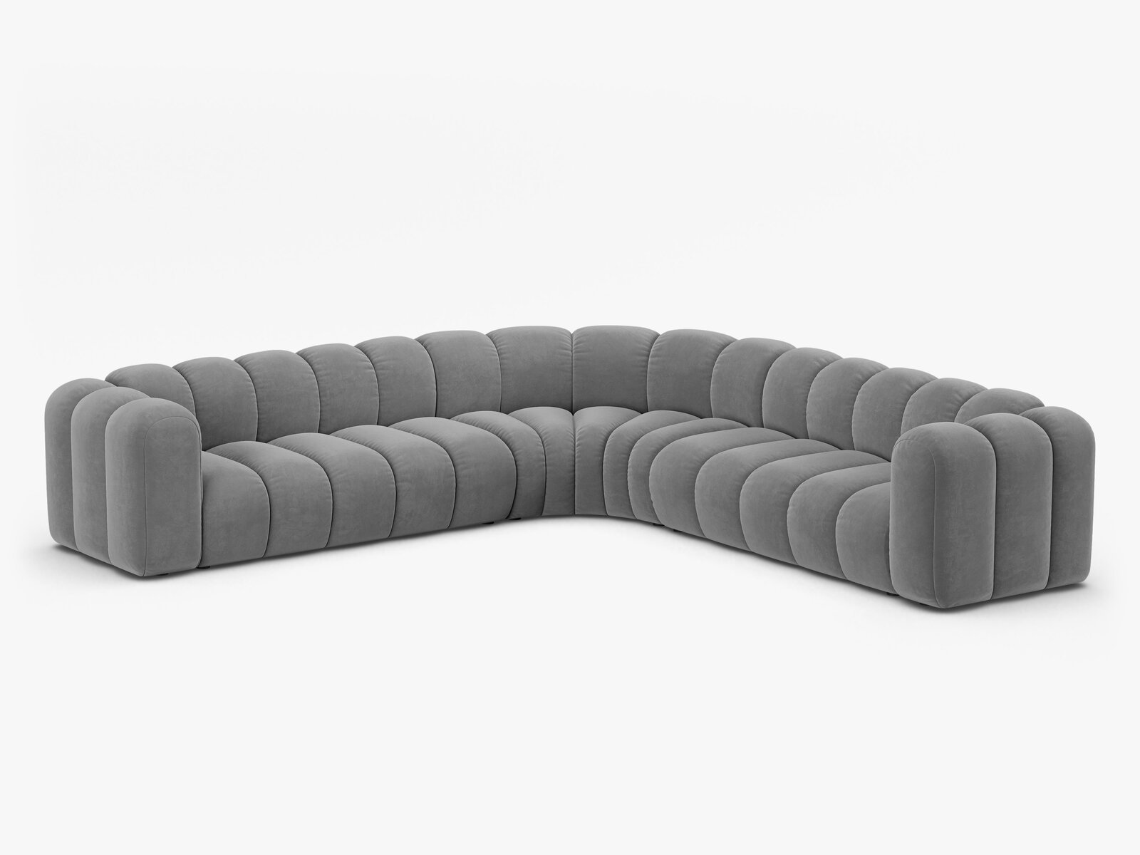 Micadoni symmetrisches Ecksofa Lupine 5-Sitzer  Samt Venus Hellgrau