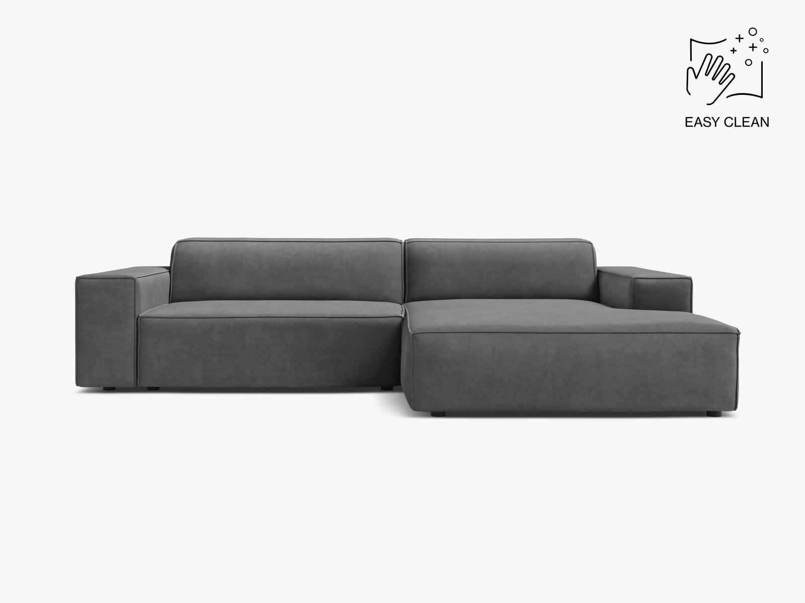 Micadoni Ecksofa Jodie 3-Sitzer Samt Venus Grau Rechts