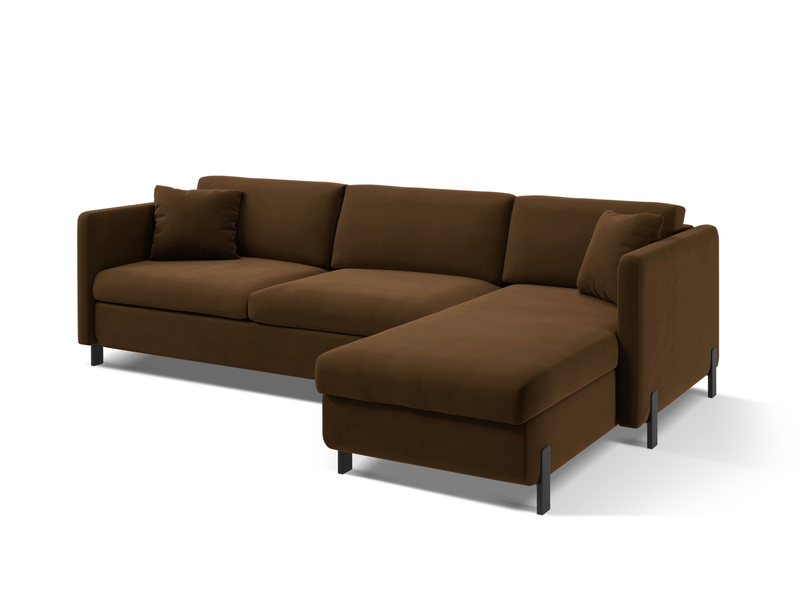 Micadoni Schlaf-Ecksofa Gloria 5-Sitzer Rechts Samt Schokolade 205x160