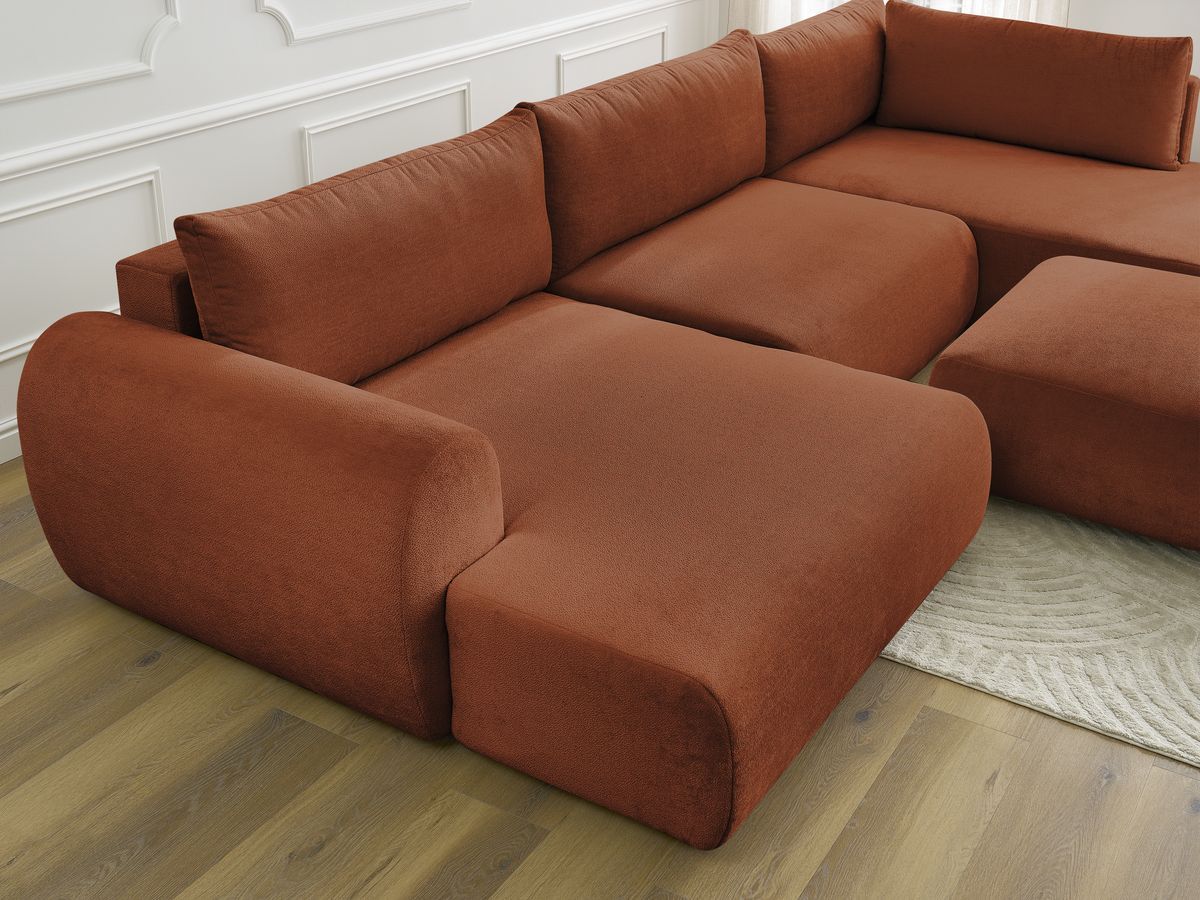 Bobochic Lucien Wohnlandschaft mit Pouf Stoff Orange Ecke links