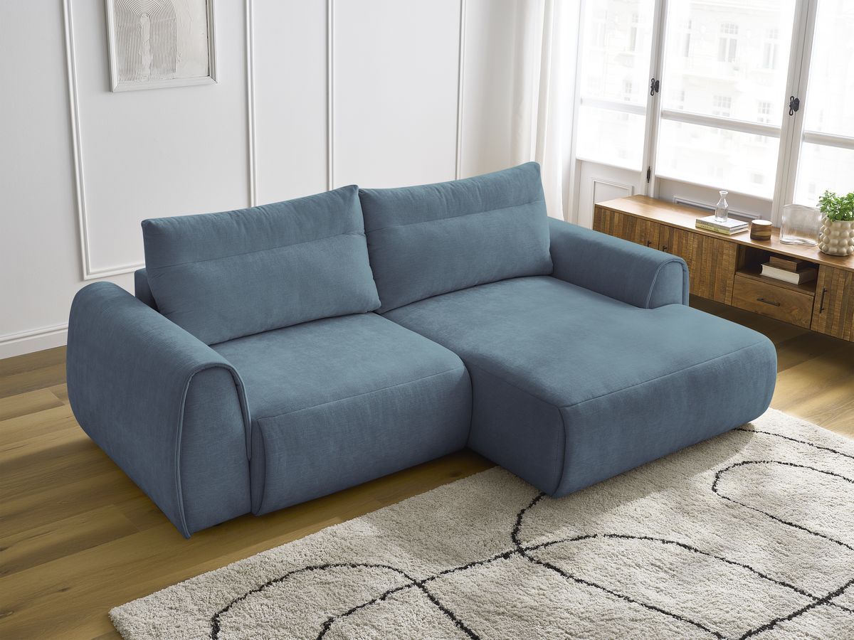 Bobochic Aden Ecksofa 246 × 152 cm Stoff Hellblau Ecke rechts