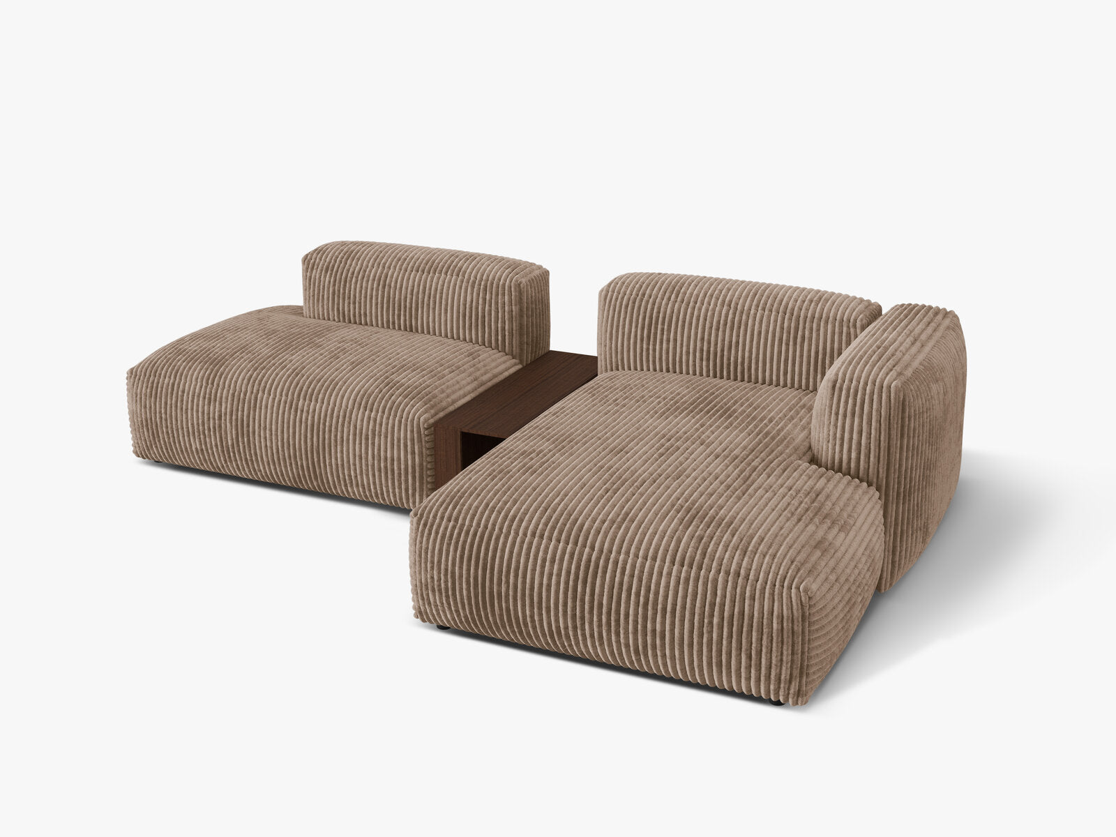 Micadoni Ecksofa Martina 2-Sitzer mit Couchtisch Rechts Kord Eichel