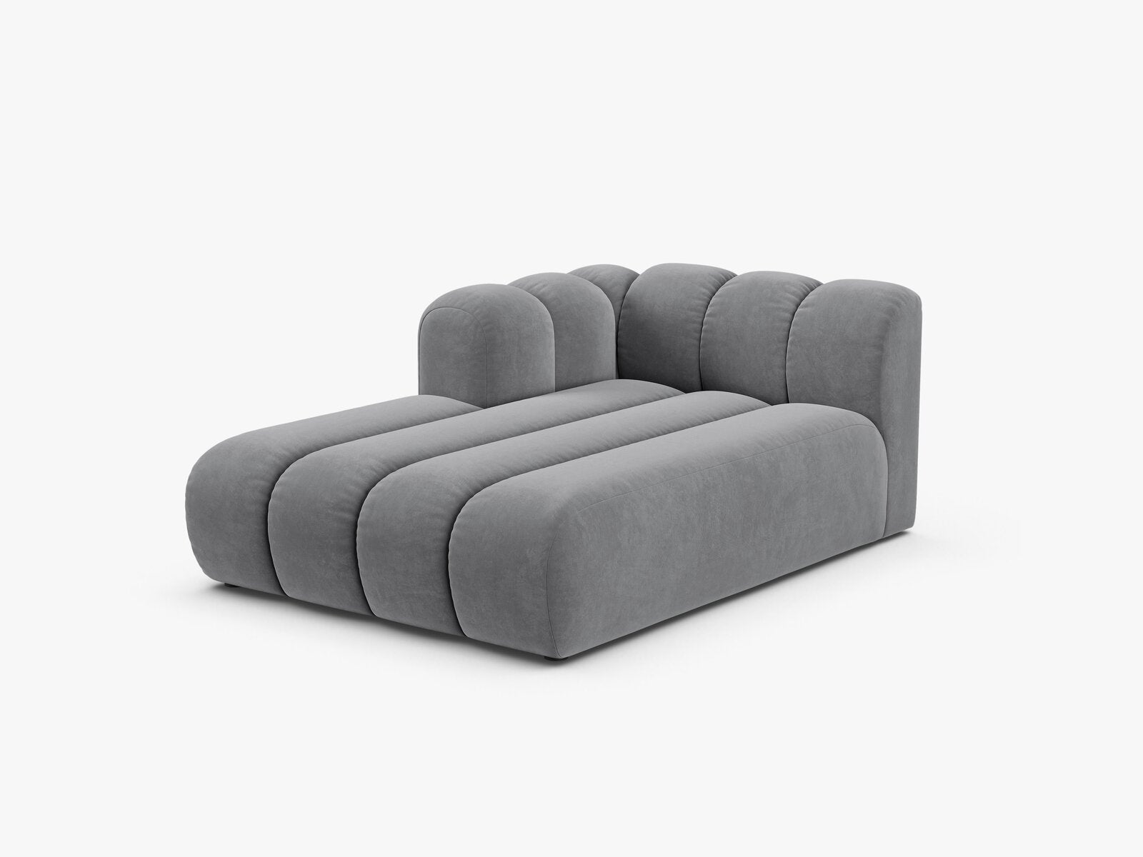 Micadoni Recamiere Lupine 2-Sitzer Links Samt Salvador Grau