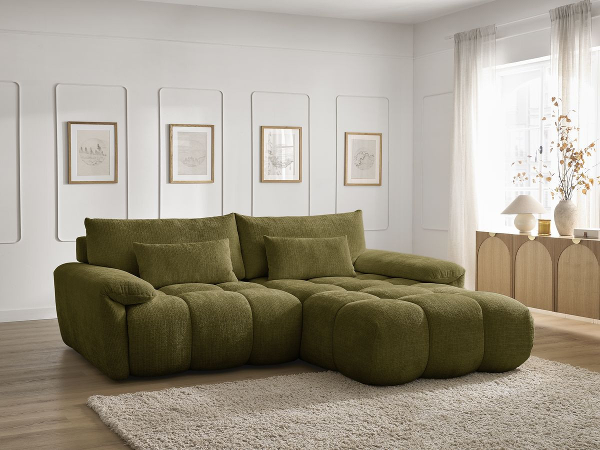 Bobochic Ivane Ecksofa Strukturstoff Grün Ecke rechts