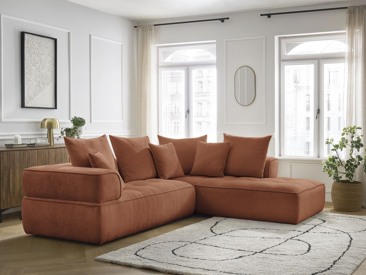 Bobochic Whesley Ecksofa Stoff Orange Ecke rechts
