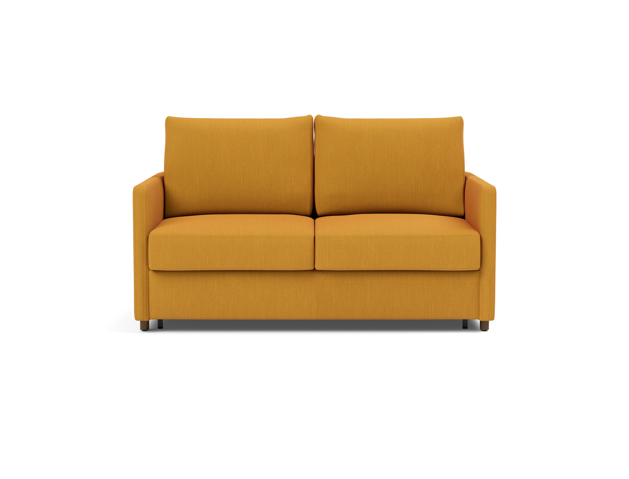 Schlafsofa Neah mit Slim-Armlehnen 140 Flachgewebe Elegance 507-Burned-Curry