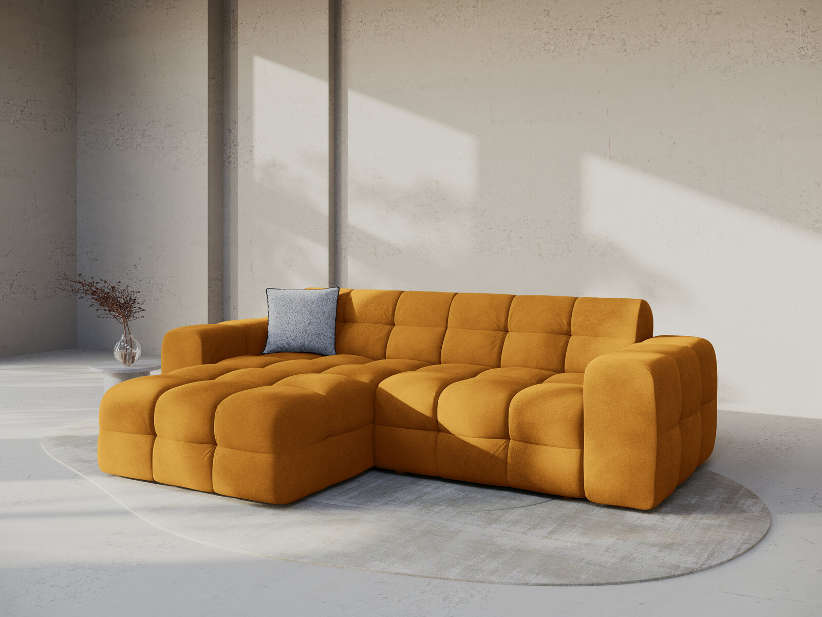 Micadoni Ecksofa Kendal 4-Sitzer Links Samt Senf