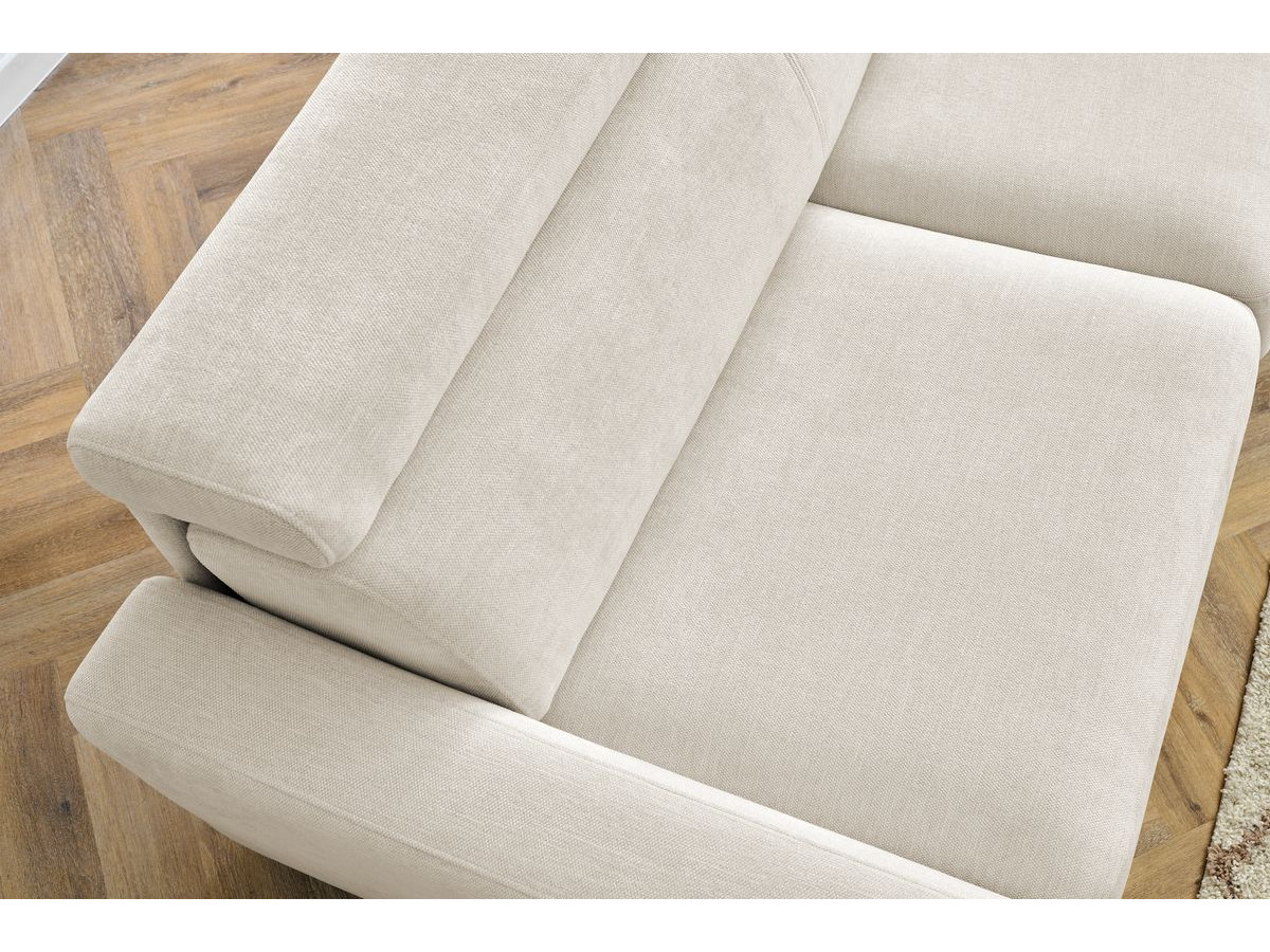 Bobochic Monaco Ecksofa mit Schlaffunktion und Bettkasten Stoff Beige, Liegefläche 140 × 190 cm