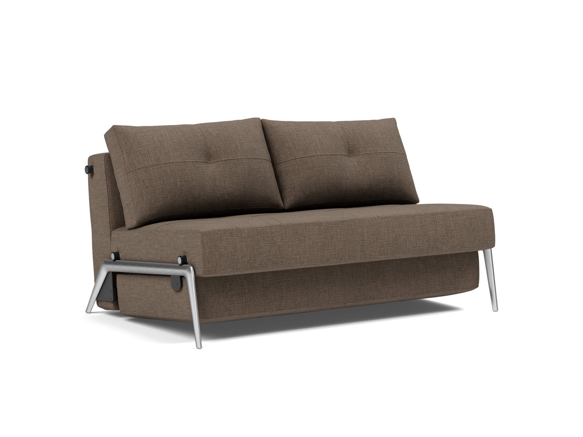 Schlafsofa Cubed 140 Chenille Esina 411-Cedar-Brown Beine Aluminium