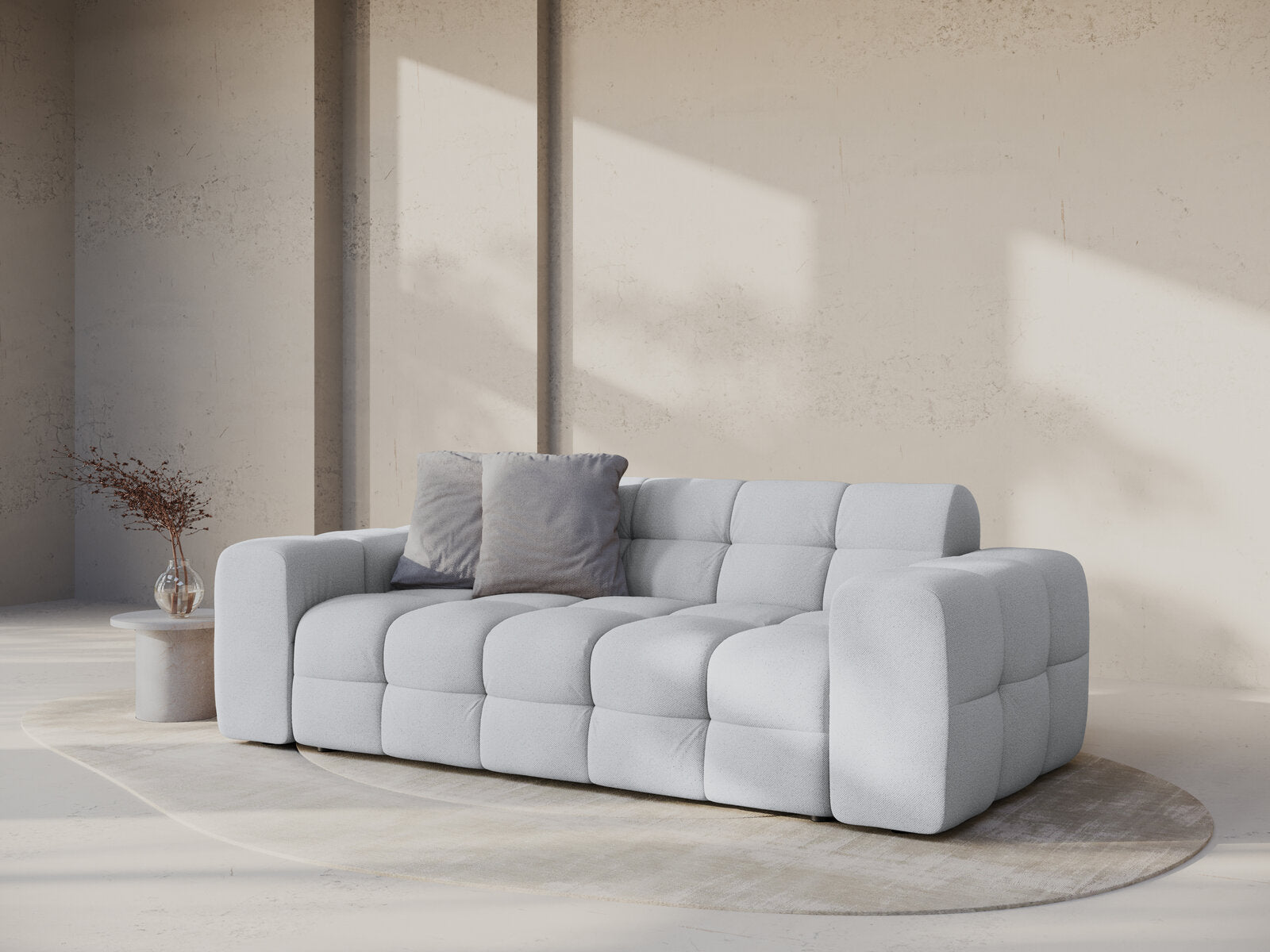 Micadoni Sofa Kendal 3-Sitzer Strukturierter Stoff Hellgrau