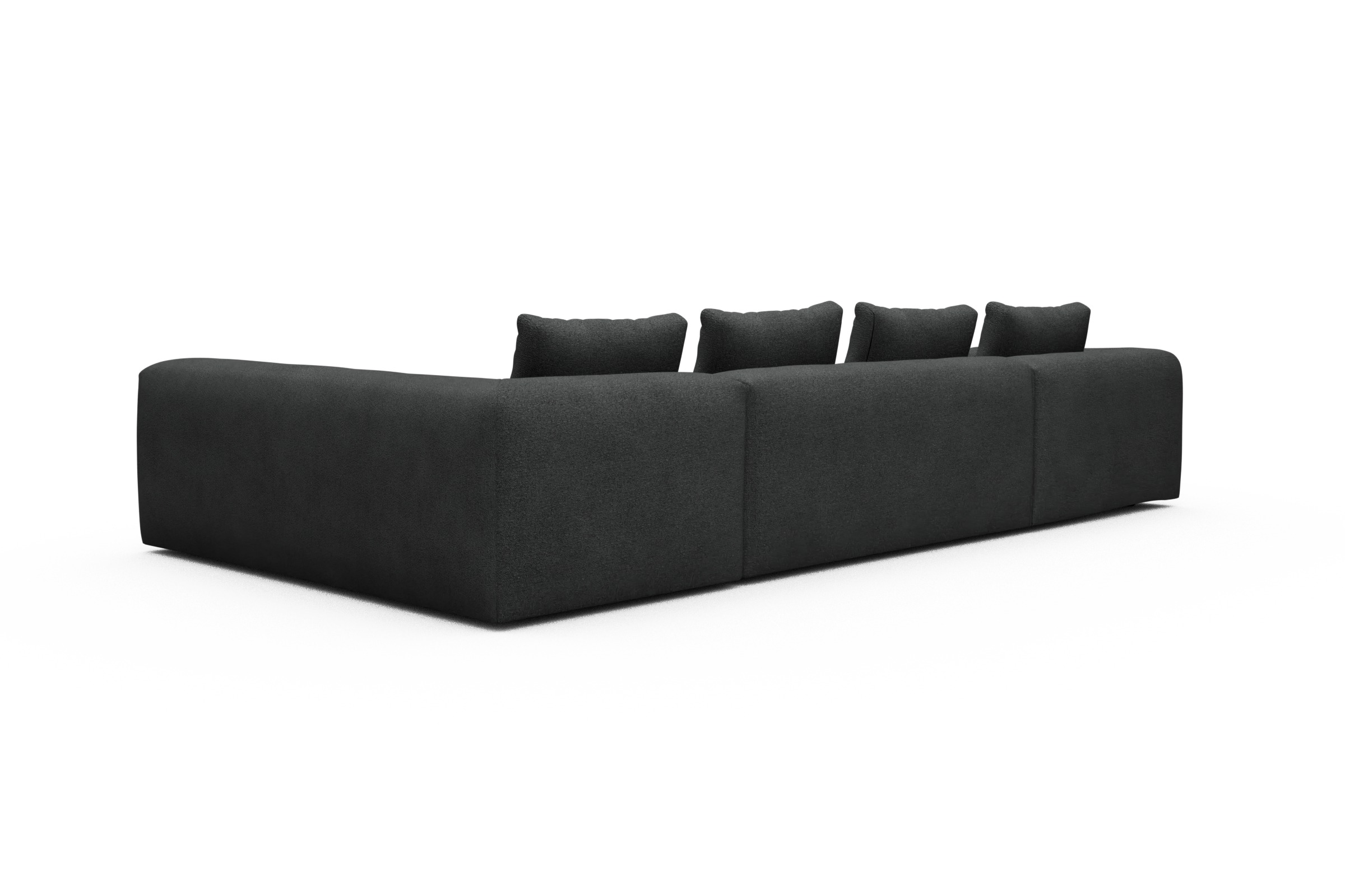 Wohnlandschaft Fred Chaiselongue links mit 2-Sitzer und lange Armlehne rechts Boucle-Charcoal