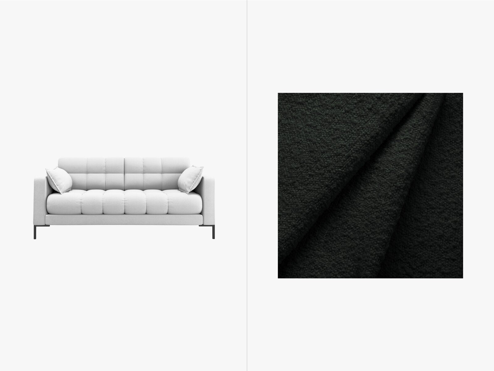 Micadoni Sofa Mamaia 2-Sitzer Boucle Baloo Schwarz schwarze Beine