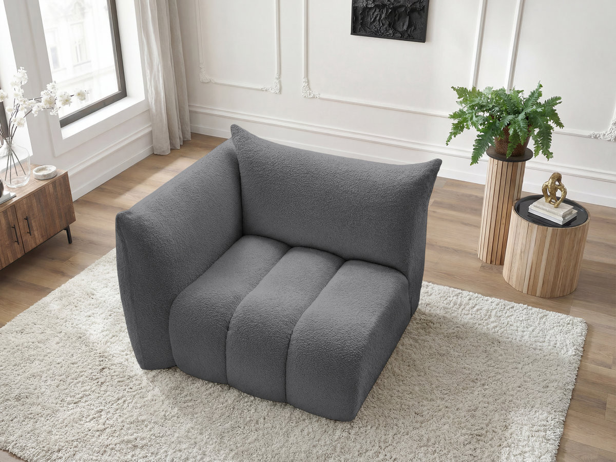 Bobochic Azra Sofamodul 1-Sitzer 117 × 112 cm Bouclé-Stoff Dunkelgrau Ecke links