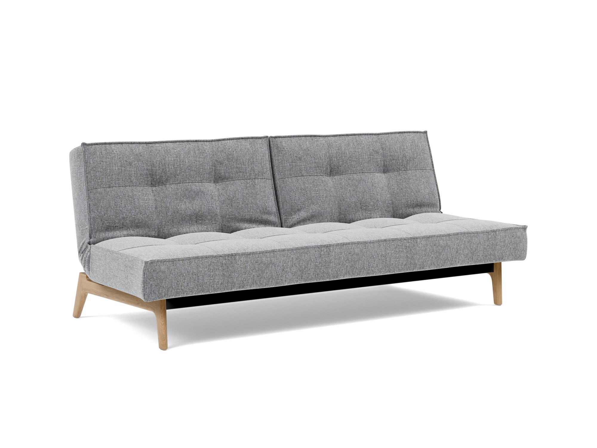 Schlafsofa Splitback Strukturierter Stoff Twist 565-Granite Beine Eiche