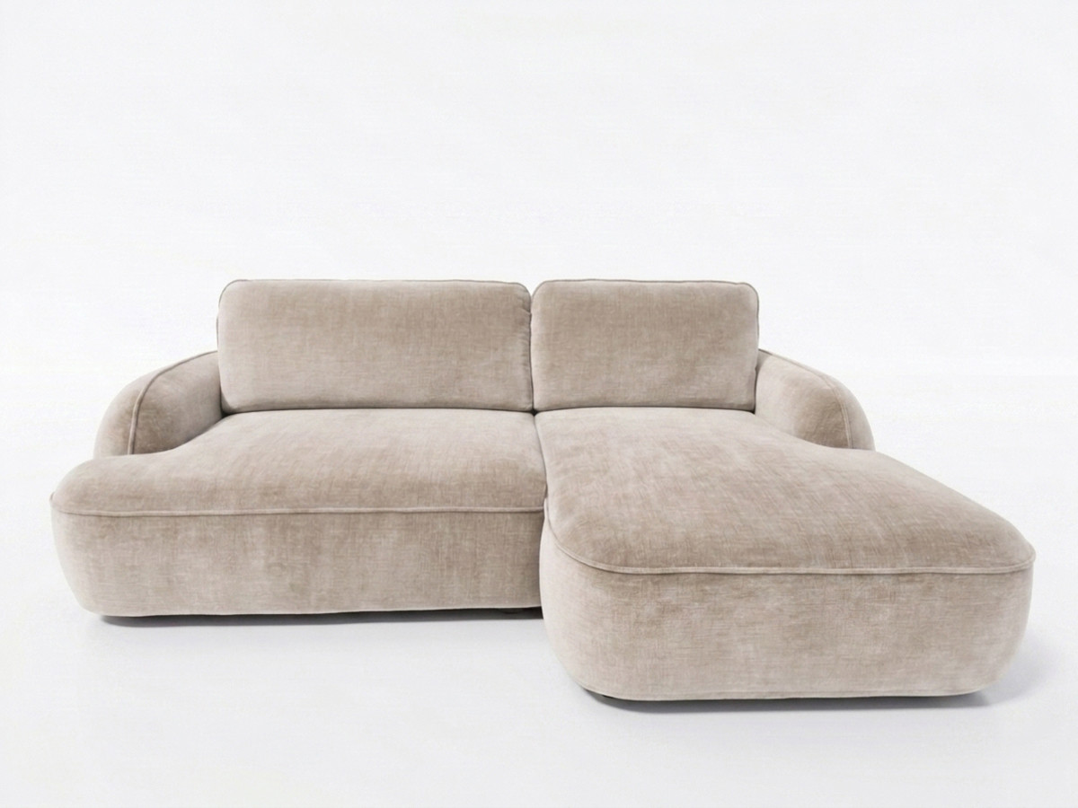 Bobochic Celeste Ecksofa mit Schlaffunktion und Bettkasten Stoff Beige Ecke rechts