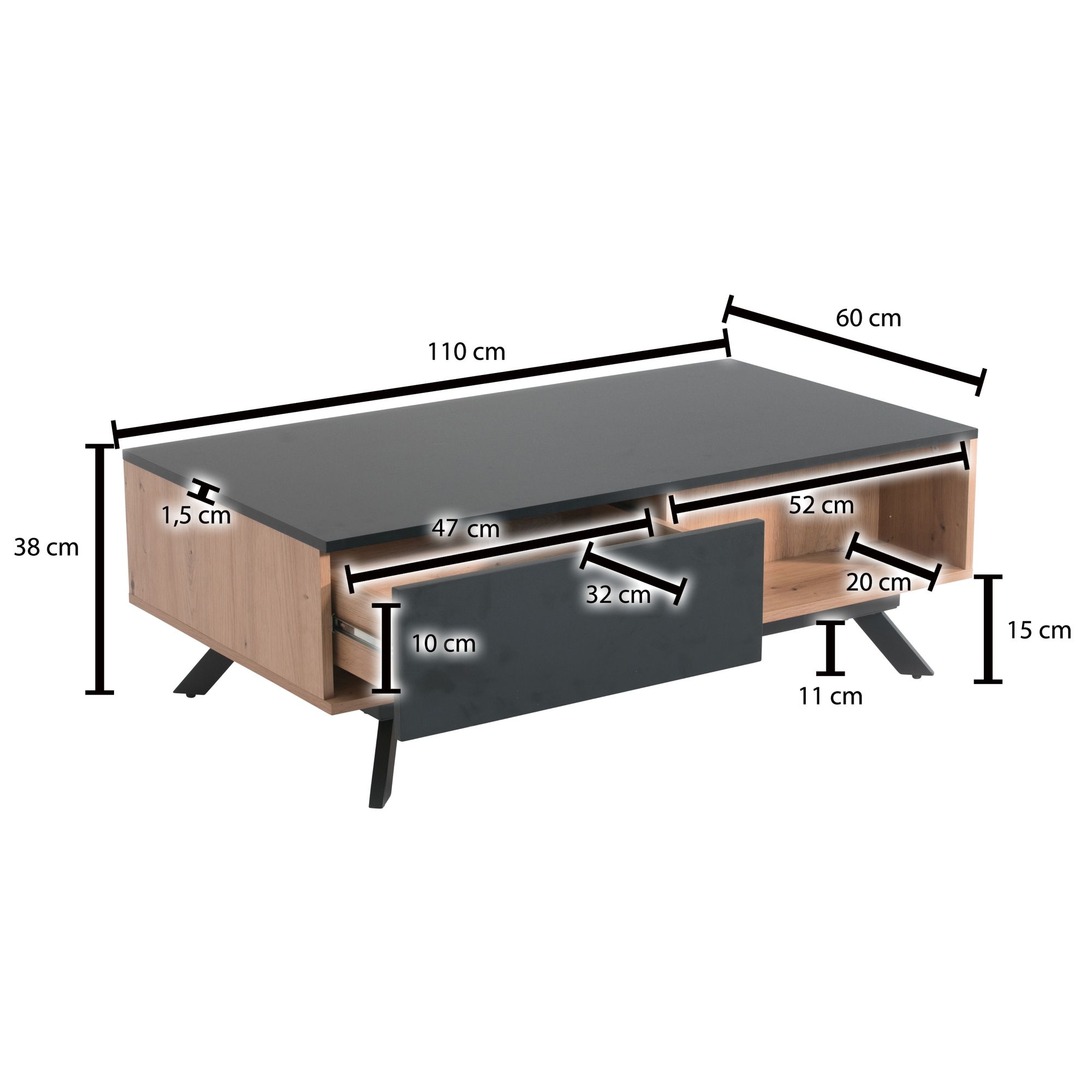 Couchtisch Vallanes Braun 110 × 60 × 38 cm