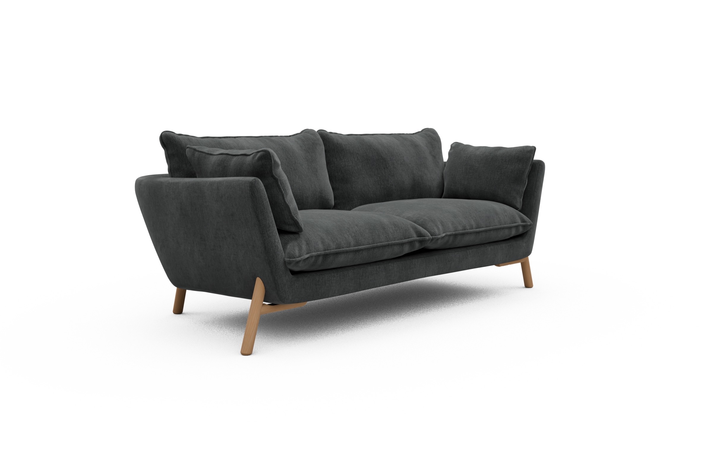 Sofa Emil PREMIUM 2-Sitzer Beinfarbe Eiche Natur Smooth-Deep-Warm-Grey