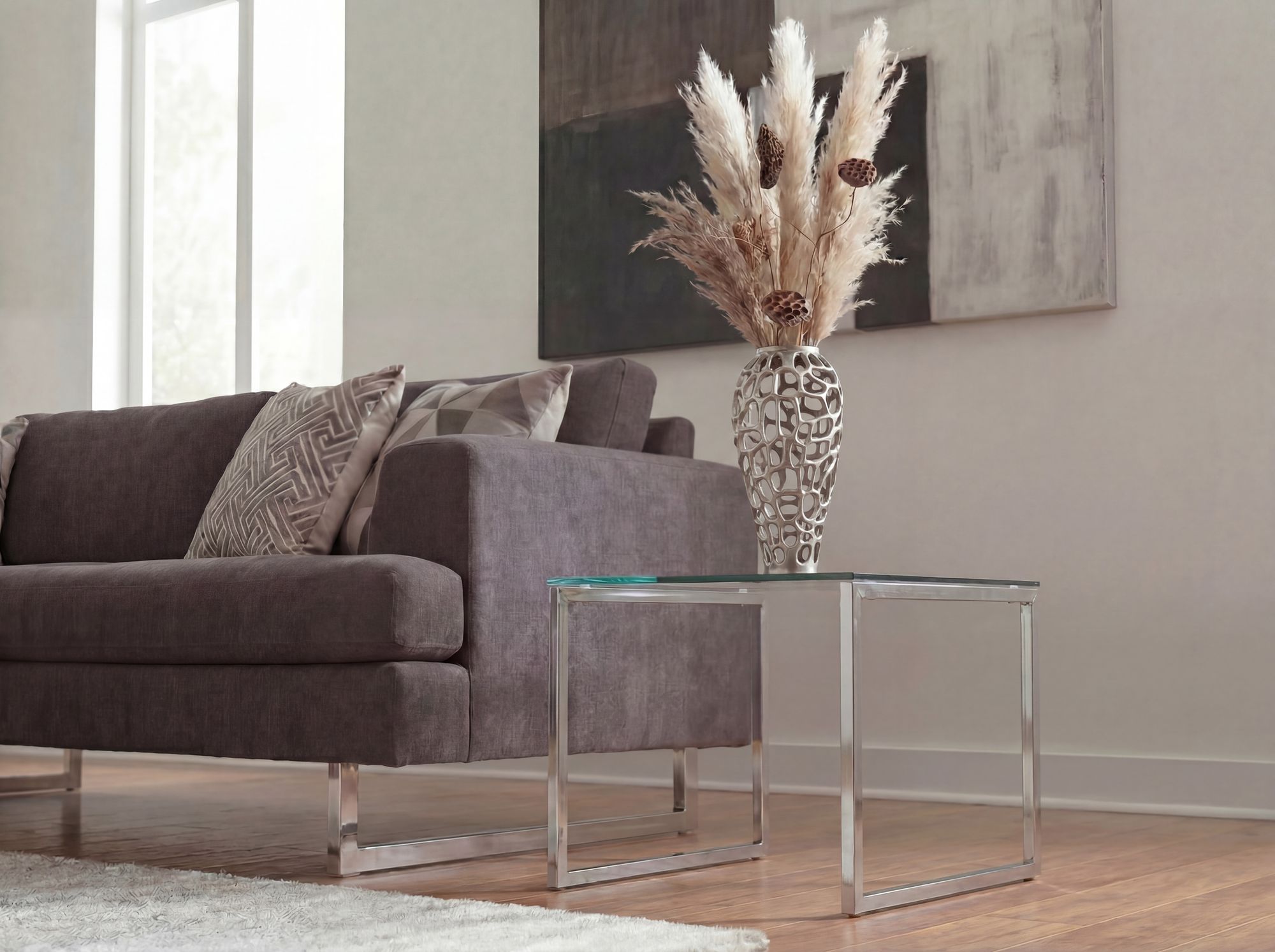 Bodenvase Arendal Aluminium Silber Ø 19 × H 45 cm