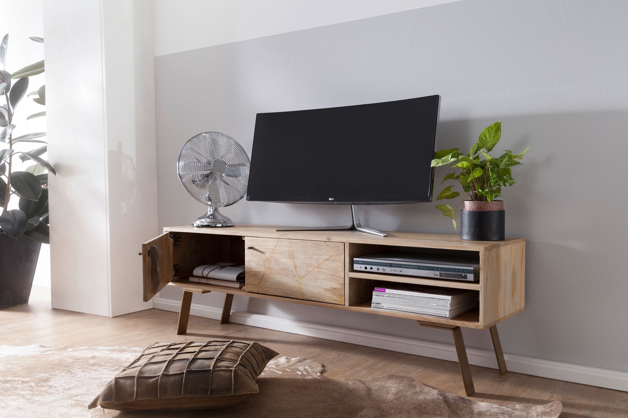 Lowboard Dale Mango Massivholz 145 × 35 × 47 cm