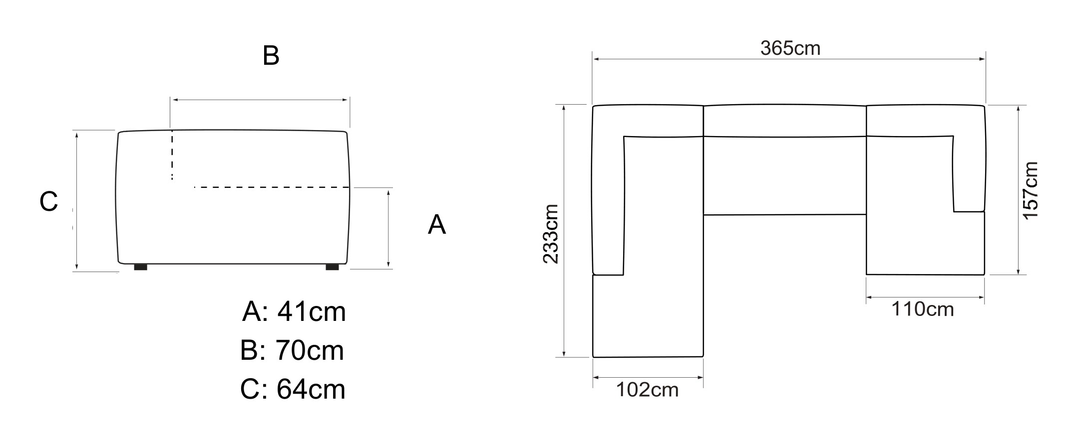 Wohnlandschaft Fred Relax-Ecke links mit 2-Sitzer und Chaiselongue rechts Kord Corduroy 594-Ivory