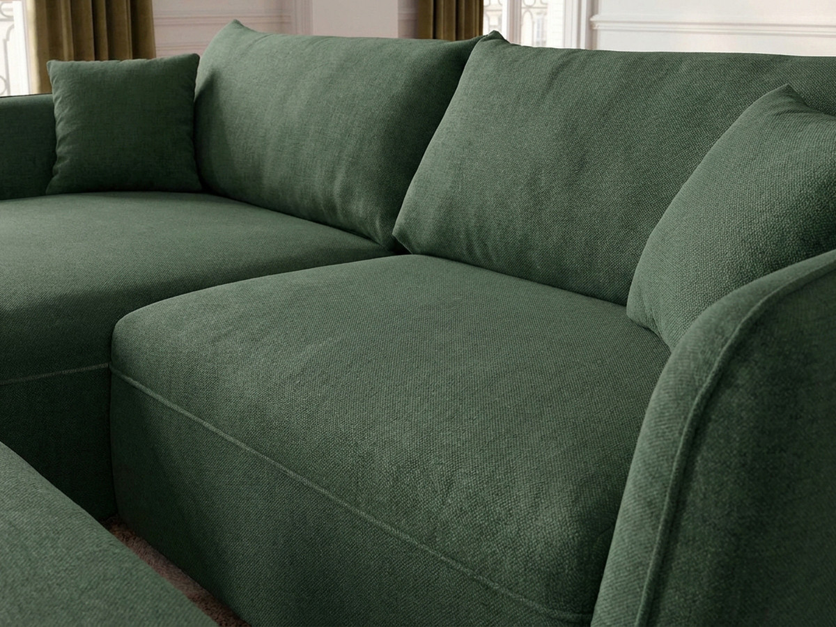 Bobochic Luigi Ecksofa mit Pouf Strukturstoff Grün Ecke links