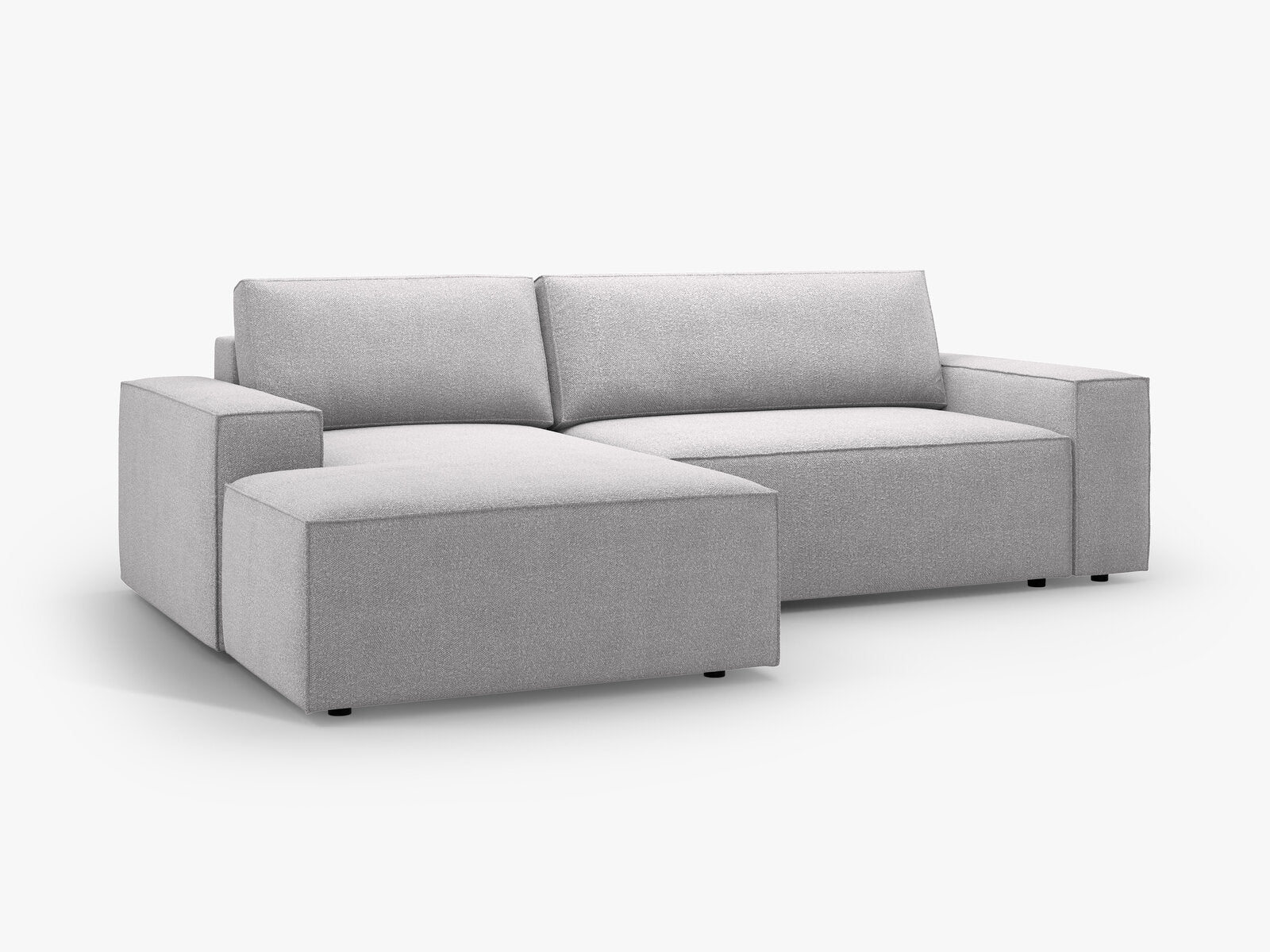 Micadoni Schlaf-Ecksofa Jodie 3-Sitzer Links Boucle Hellgrau