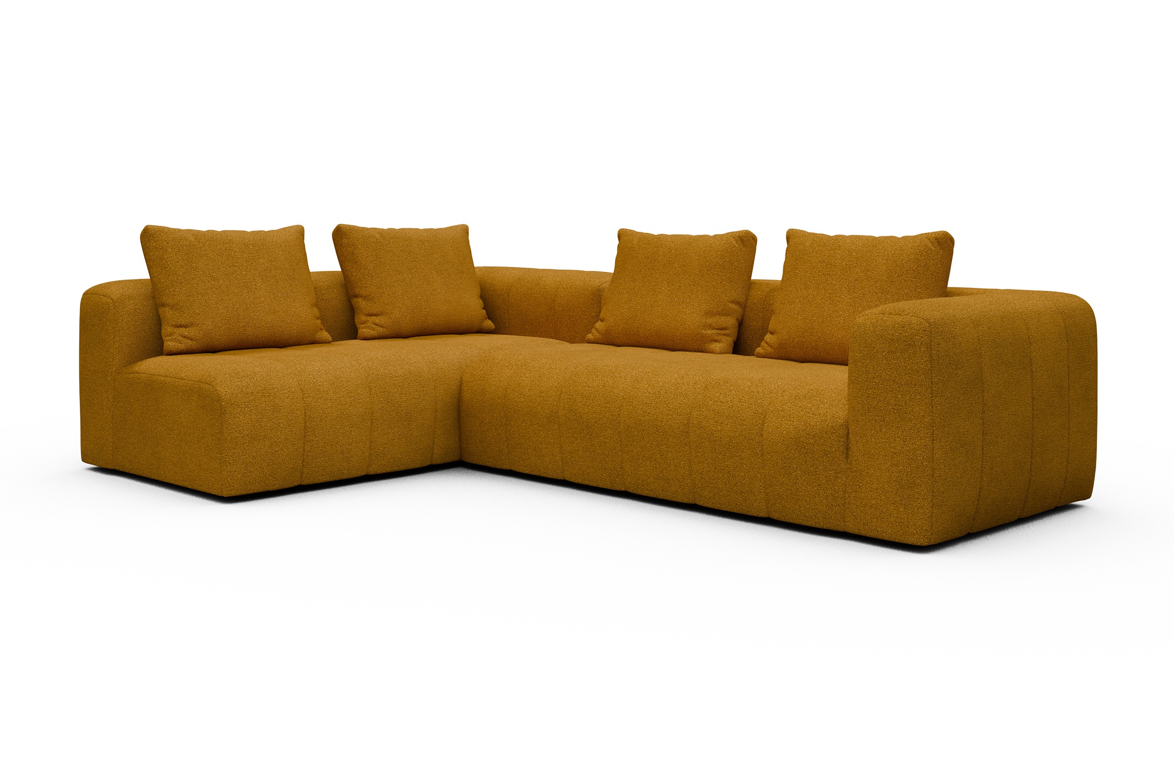 Ecksofa Hugo 2x 2,5-Sitzer Armlehne rechts Boucle-Ochre