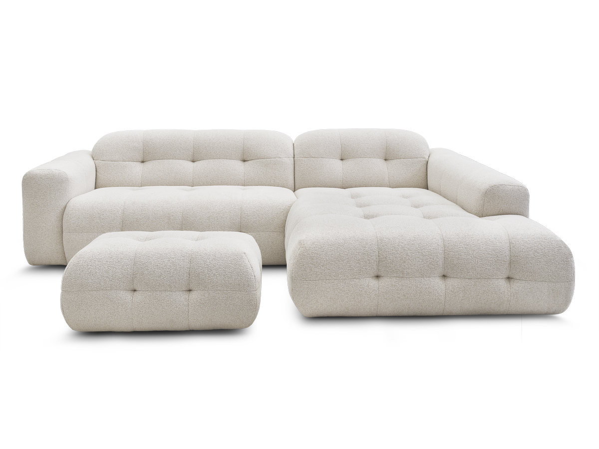 Bobochic Laura Ecksofa mit kleinem Pouf Melange-Stoff Beige Ecke rechts