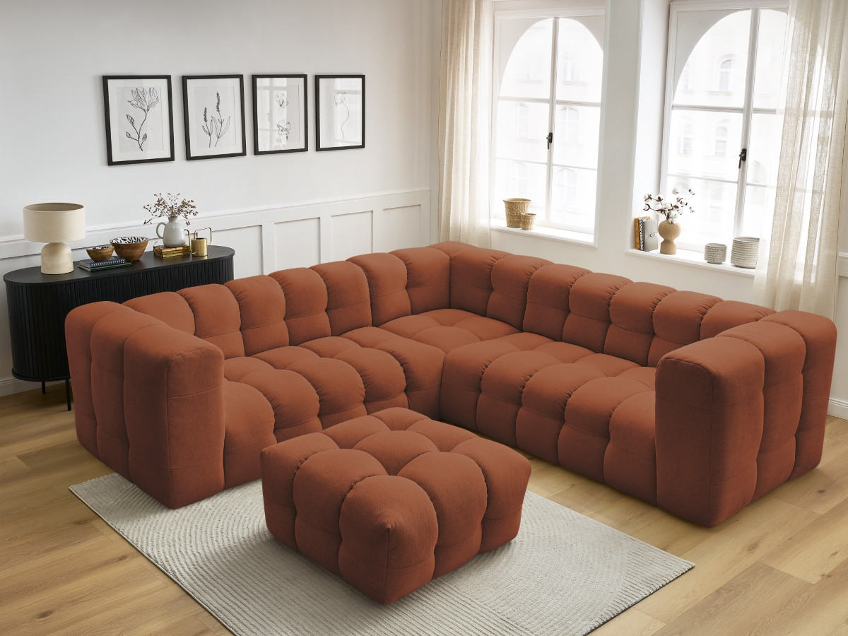 Bobochic Cloud Ecksofa mit Pouf 268 × 110 cm Stoff Orange