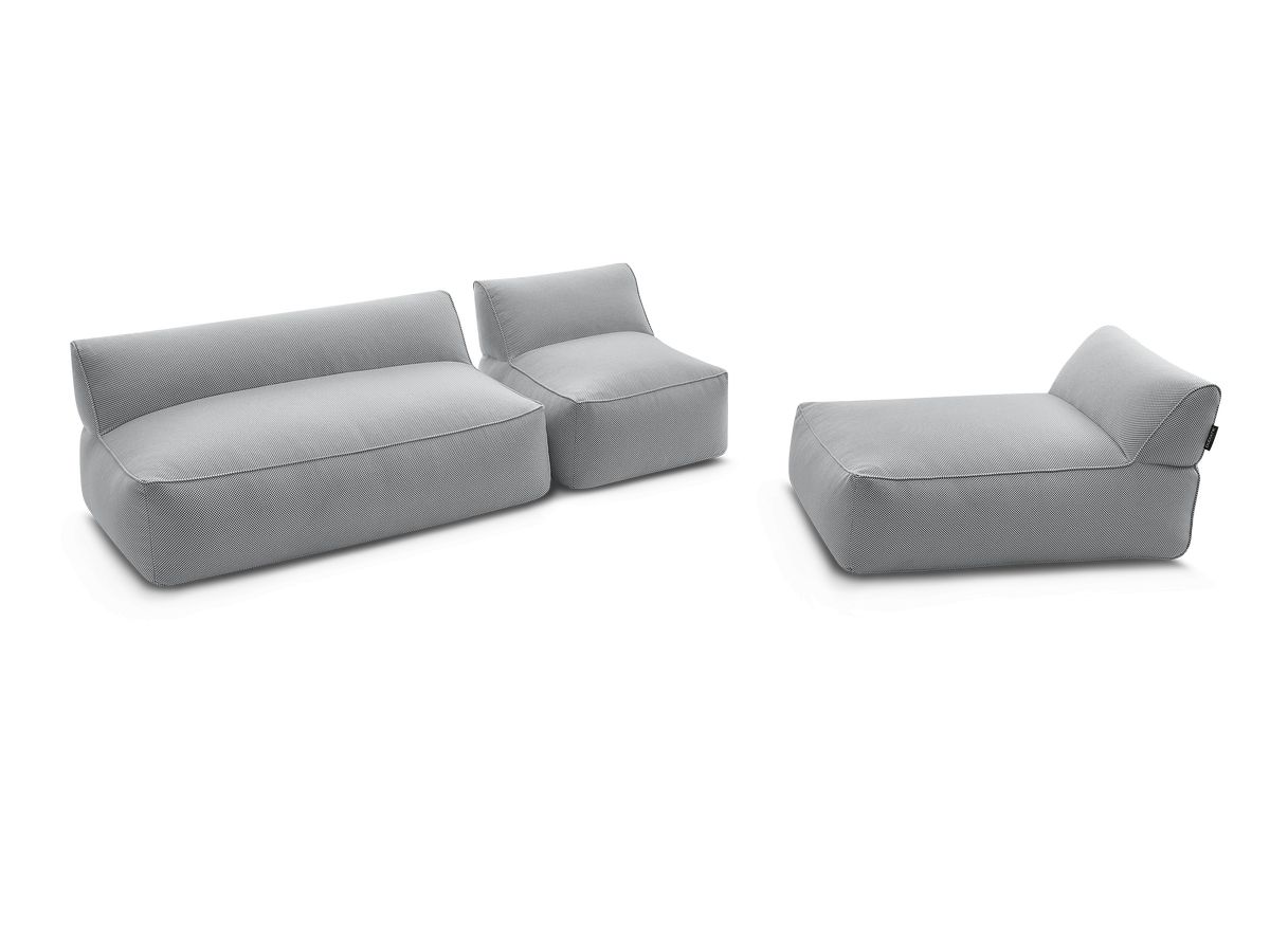 Bobochic Riviera Gartensofa 4-Sitzer Melange-Stoff Hellgrau